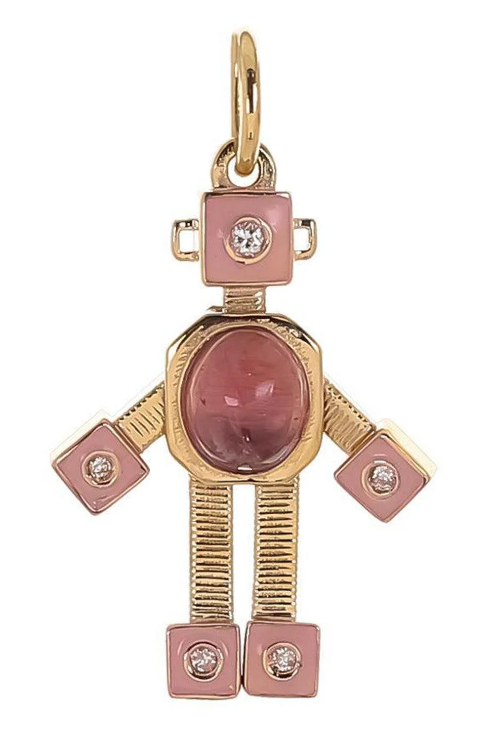 Tourmaline Diamond Marissa Pink Mini Bespoke Robot Pendant