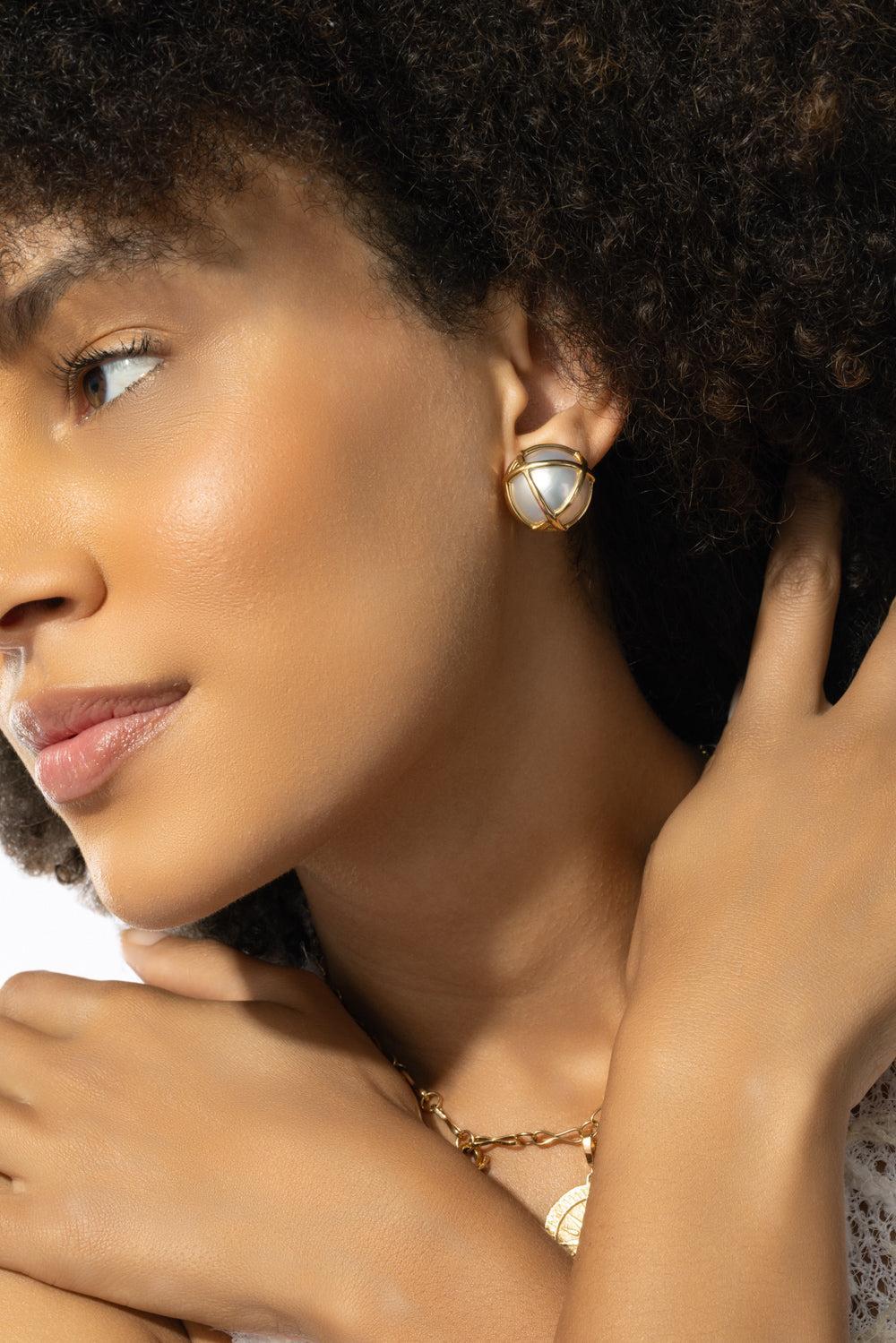 Caged Pearl Earrings - Image 4
