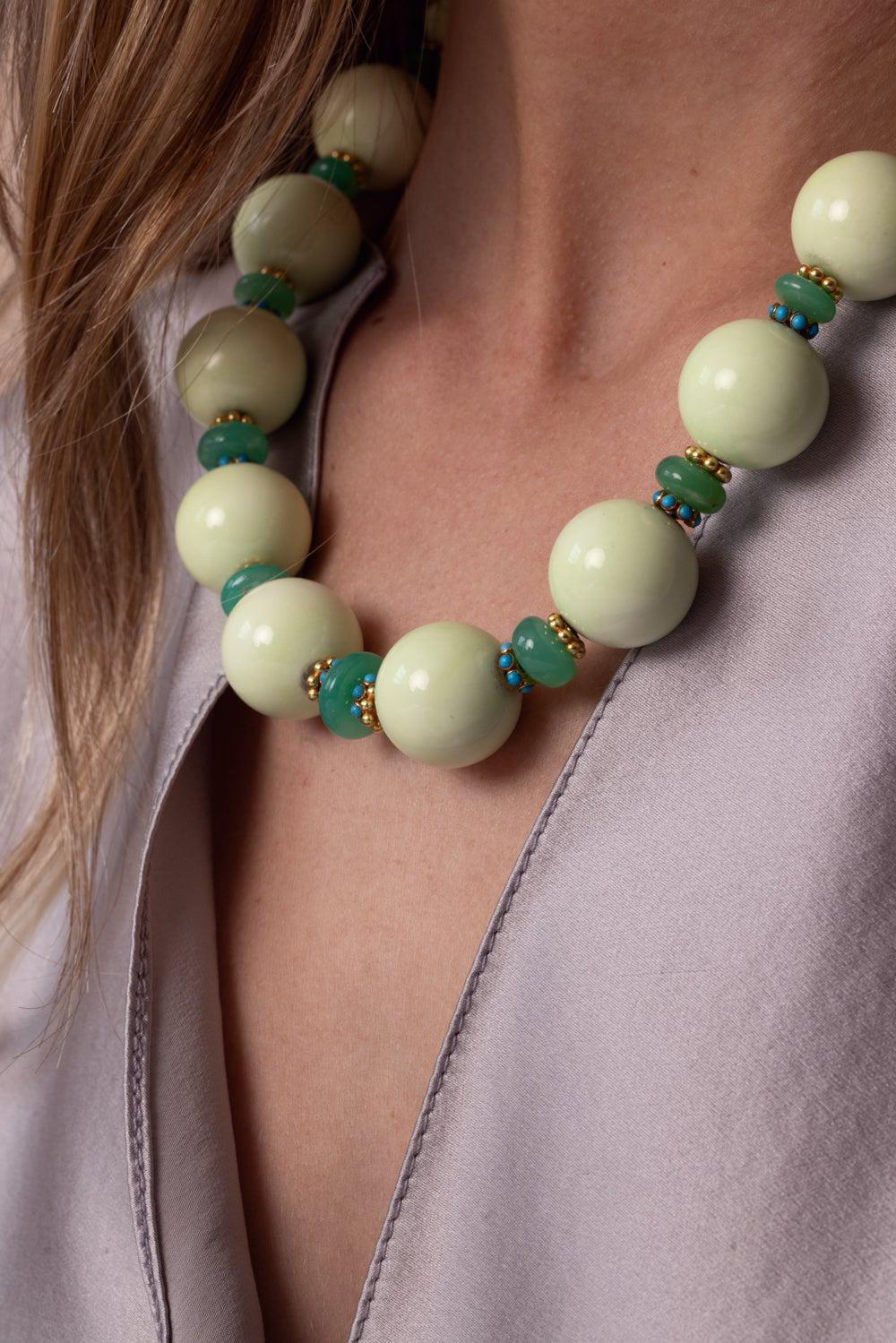 Chrysoprase Tsavorite Beaded Necklace - Image 3