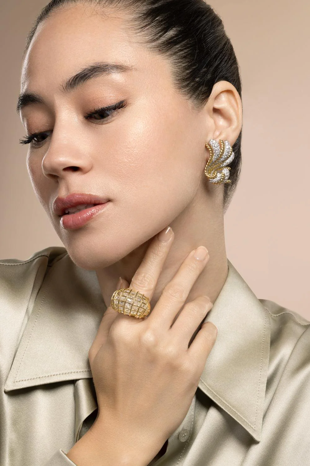 Diamond Fan Earrings - Image 2