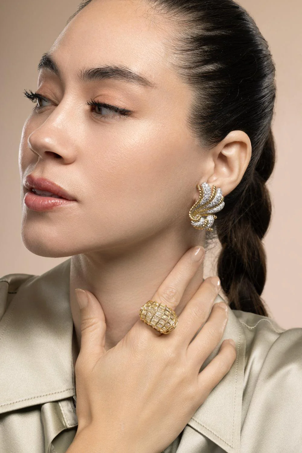 Diamond Fan Earrings - Image 4