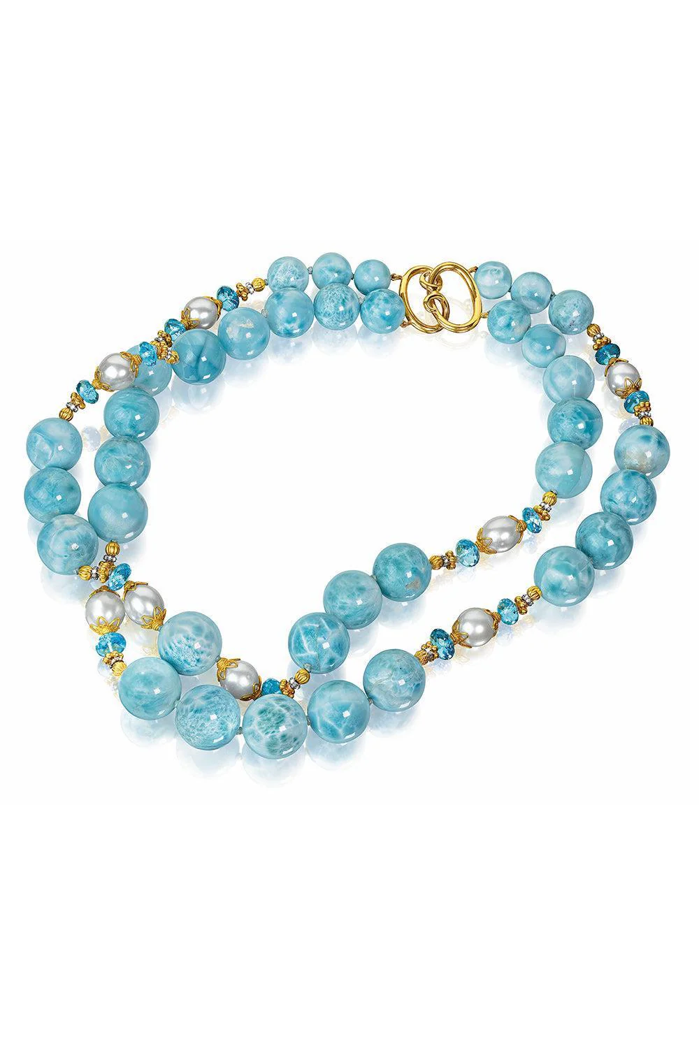 Diamond Sapphire Topaz Double Strand Necklace