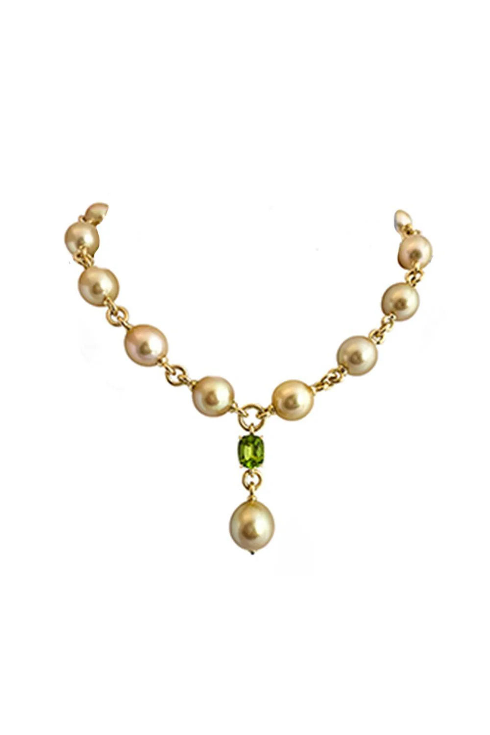 Peridot Tsavorite Garnet Pearl Y Necklace