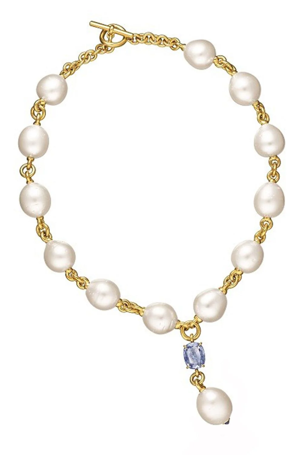 Sapphire Pearl Y Necklace