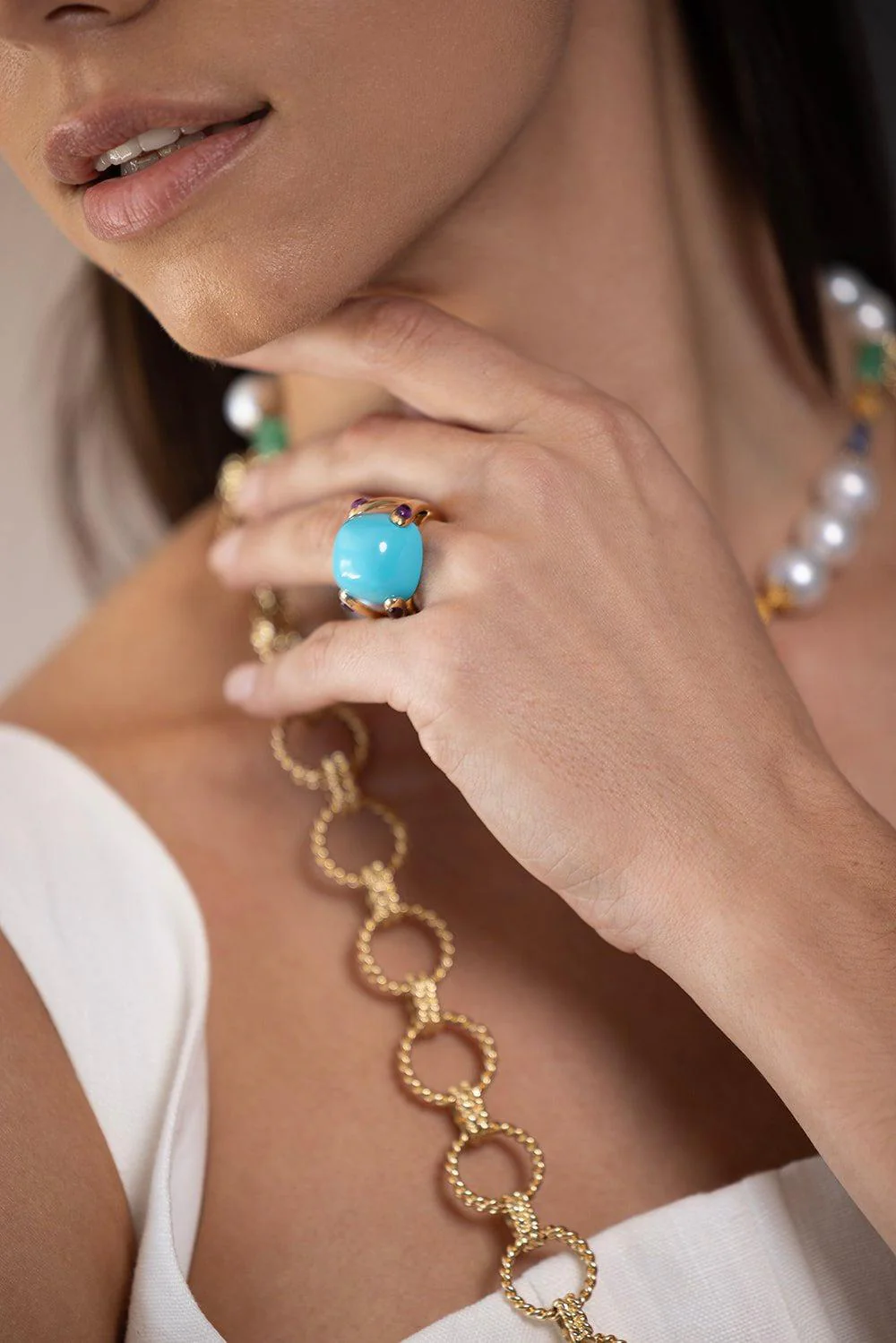 Turquoise Amethyst Candy Ring - Image 2