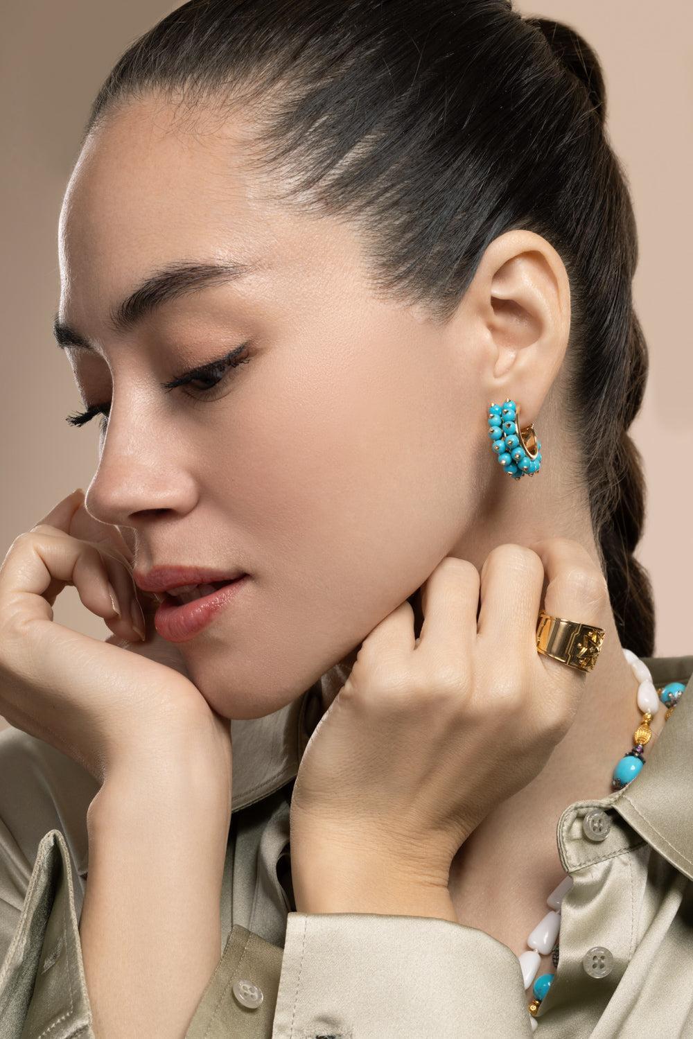 Turquoise Hoop Earrings - Image 2