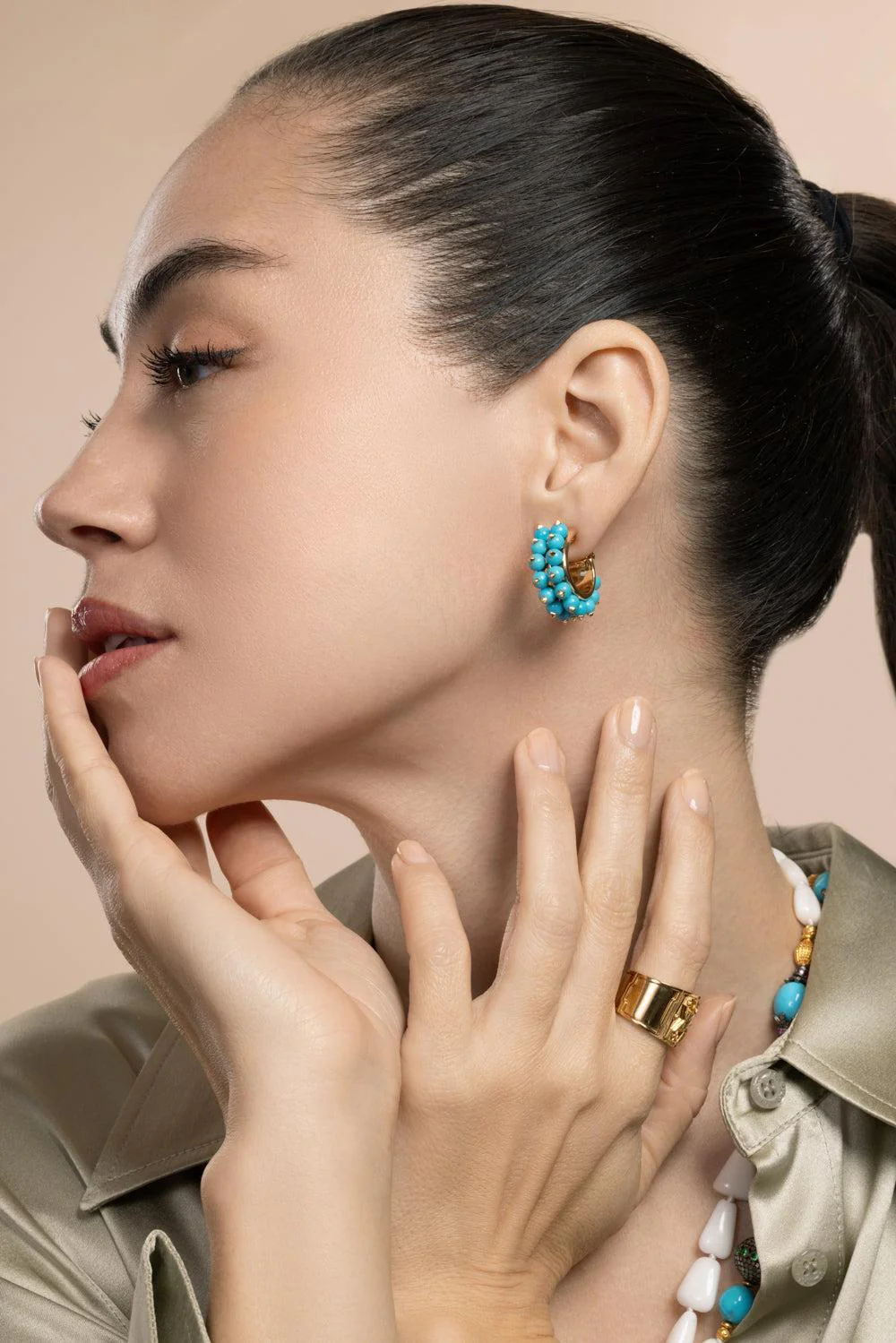 Turquoise Hoop Earrings - Image 3