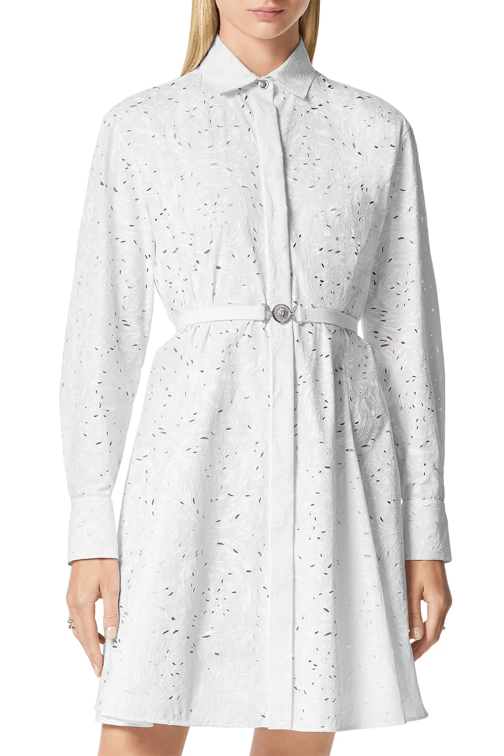 Barocco Midi Shirt Dress - Optical White - Image 2