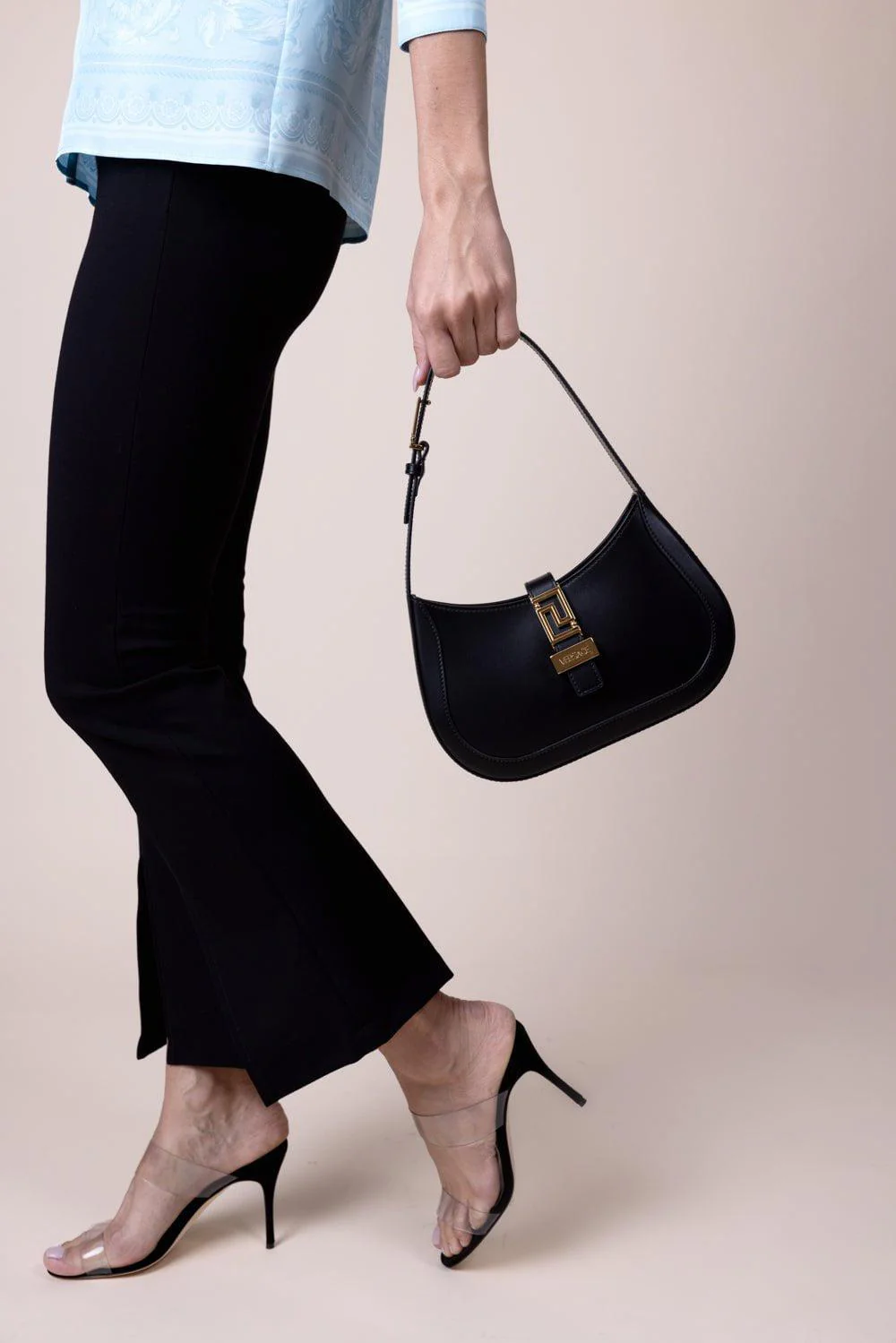 Greca Goddess Small Hobo Bag - Black - Image 3