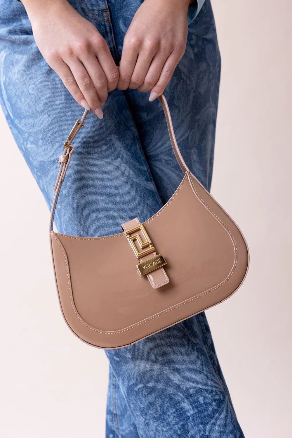 Greca Goddess Small Hobo Bag - Blush - Image 5