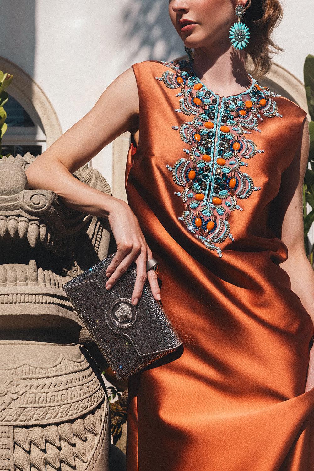 La Medusa Envelope Clutch - Pearl Gray Crystal - Image 3