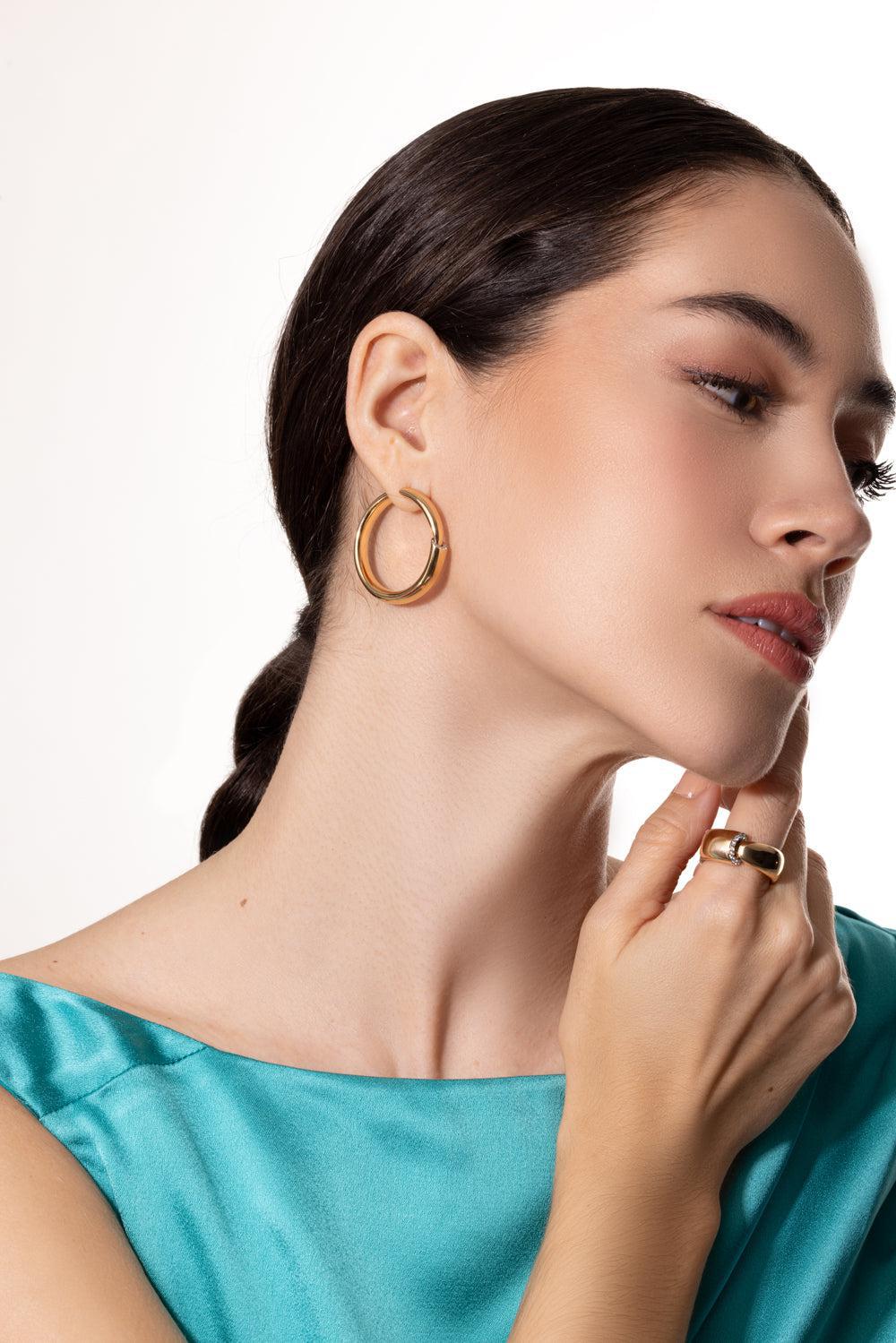 Diamond Dial Hoop Earrings - Image 4