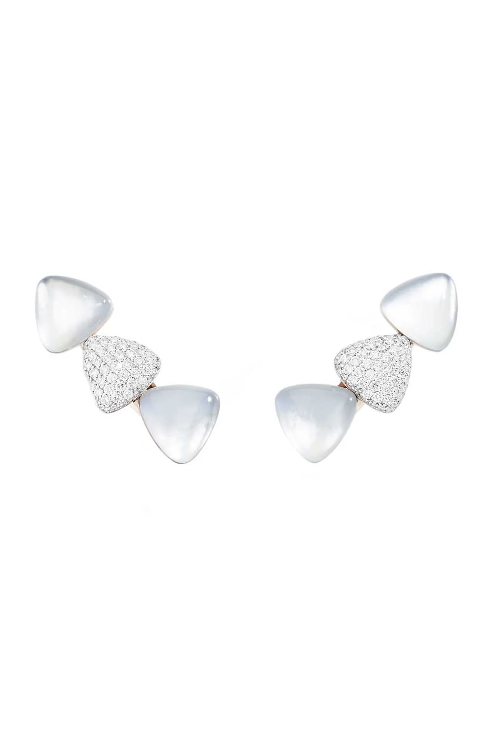 Diamond Pearl Rock Crystal Freccia Earrings