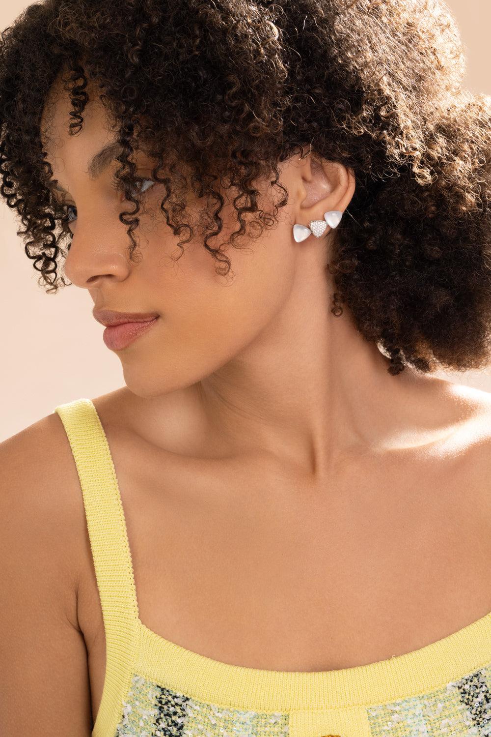 Diamond Pearl Rock Crystal Freccia Earrings - Image 2