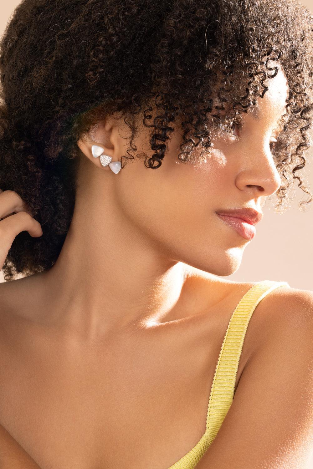 Diamond Pearl Rock Crystal Freccia Earrings - Image 4