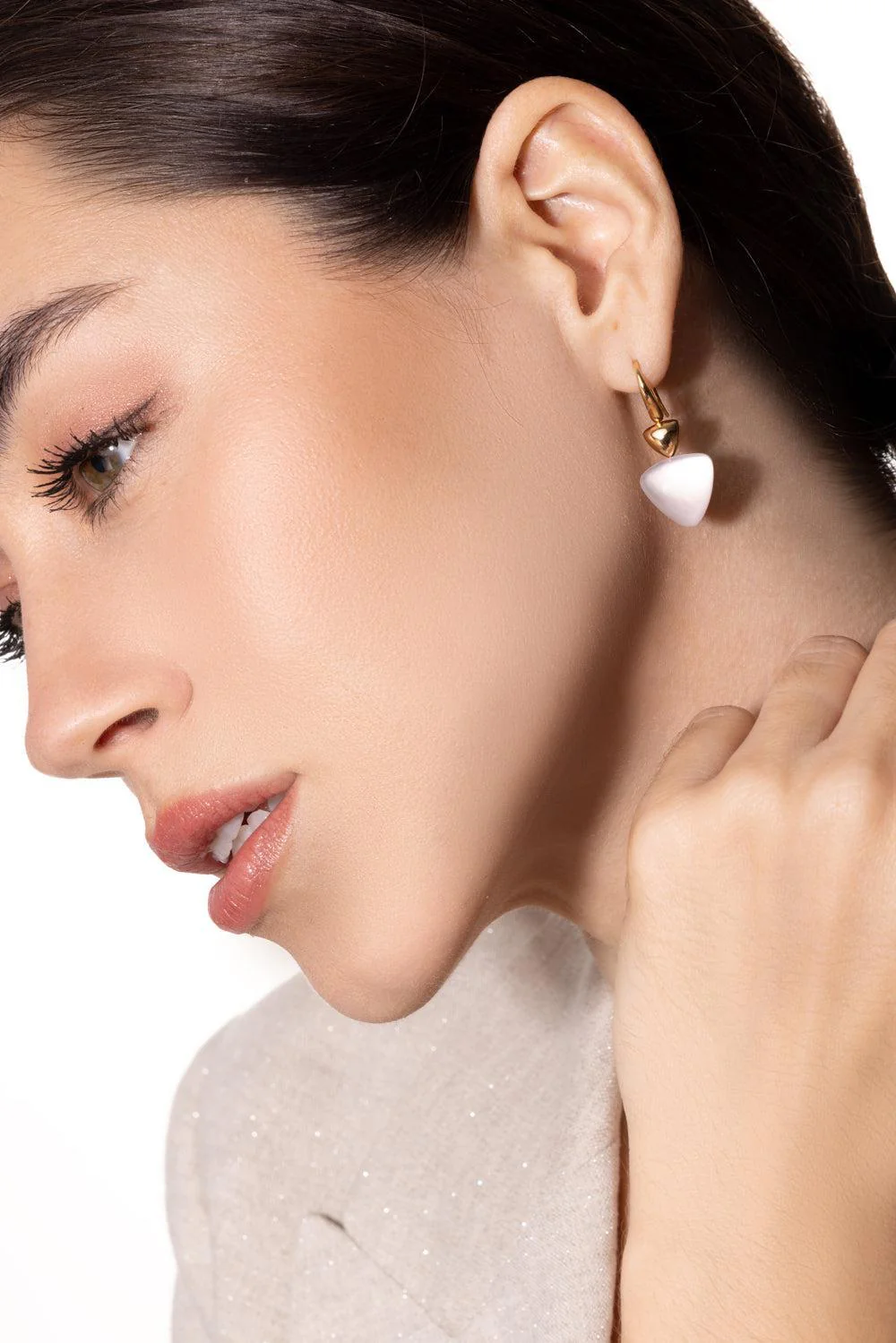 Rock Crystal Mother of Pearl Earrings - Image 4