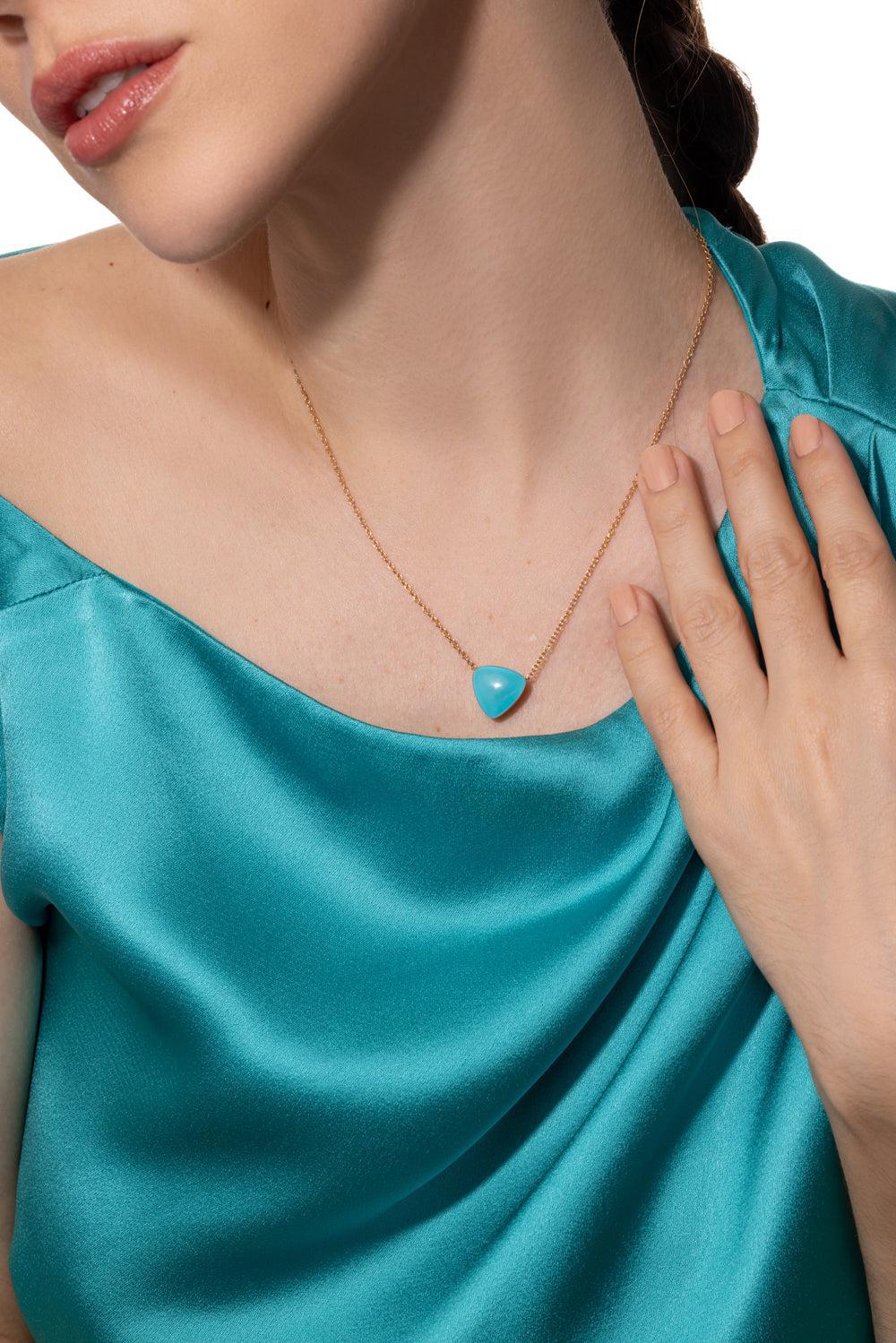 Rock Crystal Turquoise Pendant Necklace - Image 2