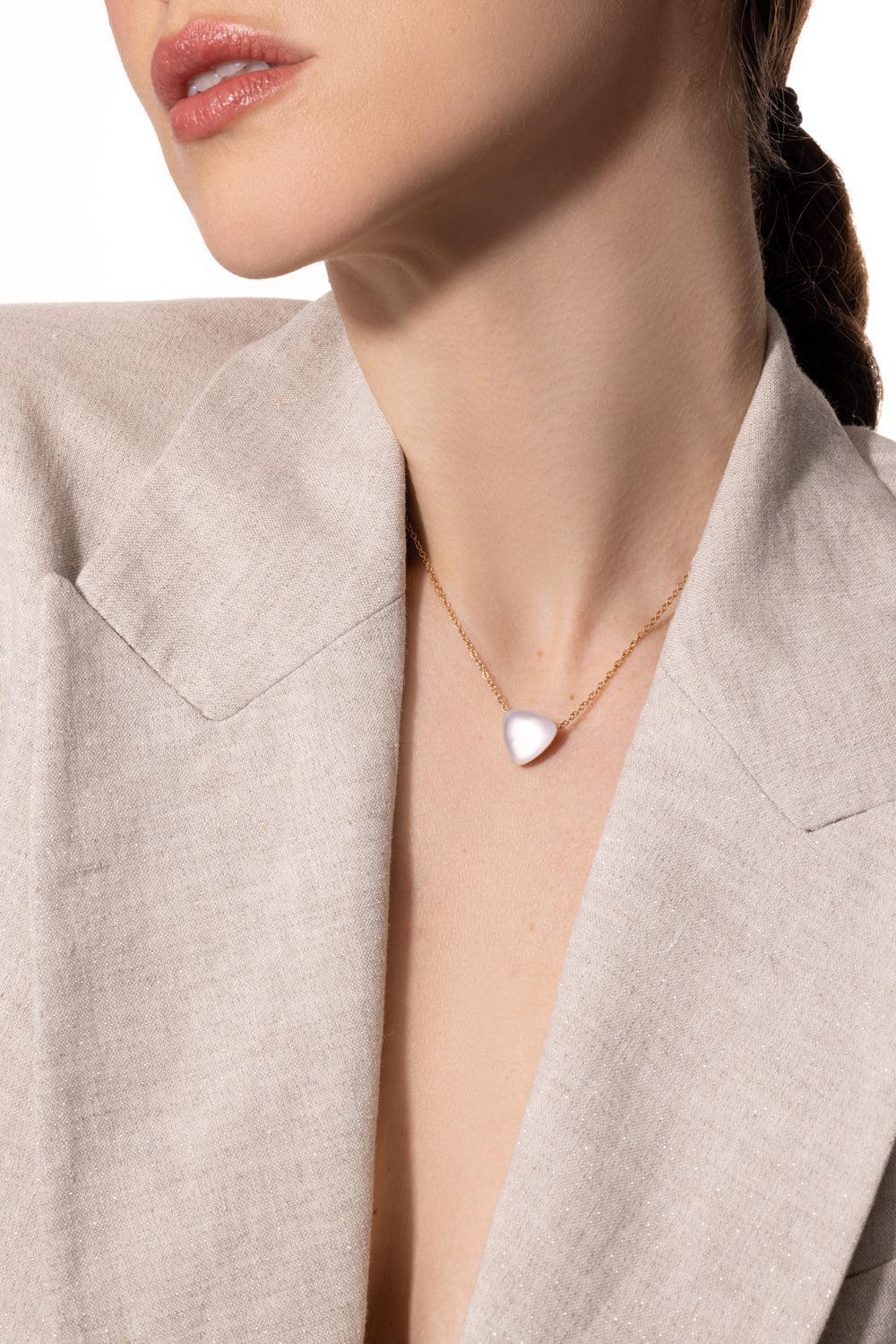 Rocky Crystal Mother of Pearl Pendant Necklace - Image 2