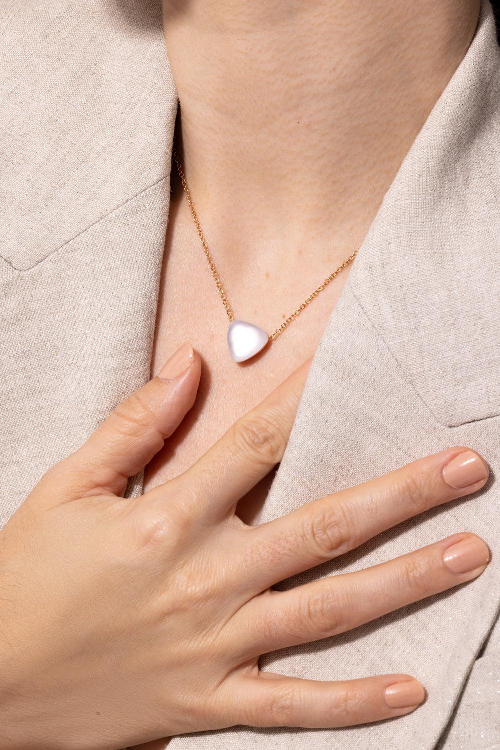Rocky Crystal Mother of Pearl Pendant Necklace - Image 3