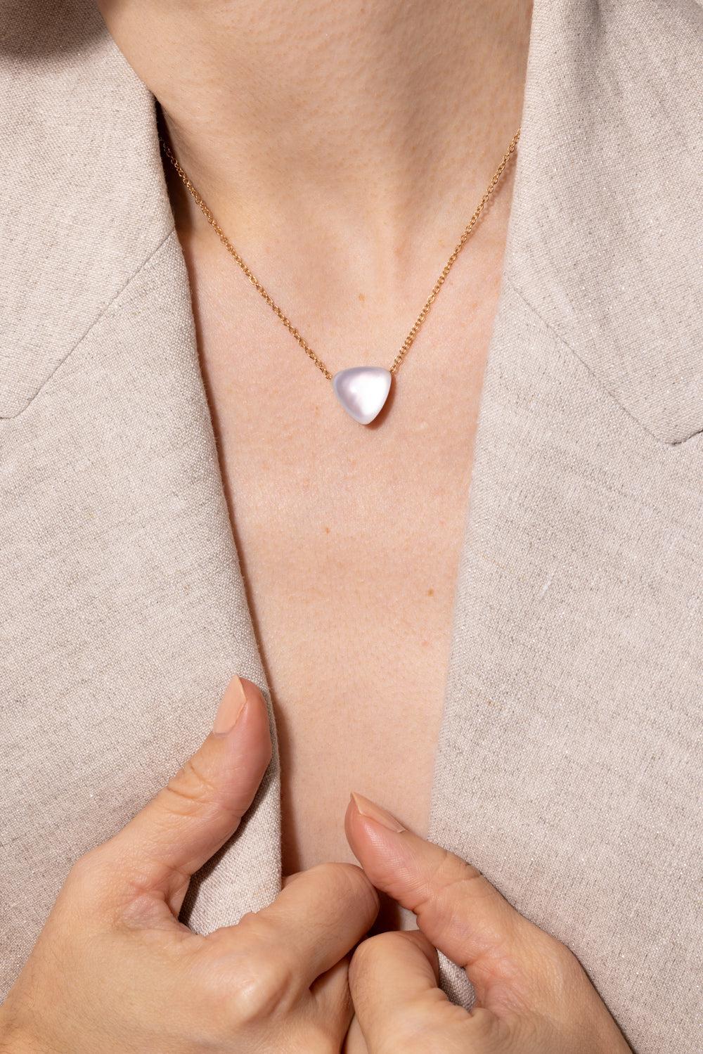 Rocky Crystal Mother of Pearl Pendant Necklace - Image 4