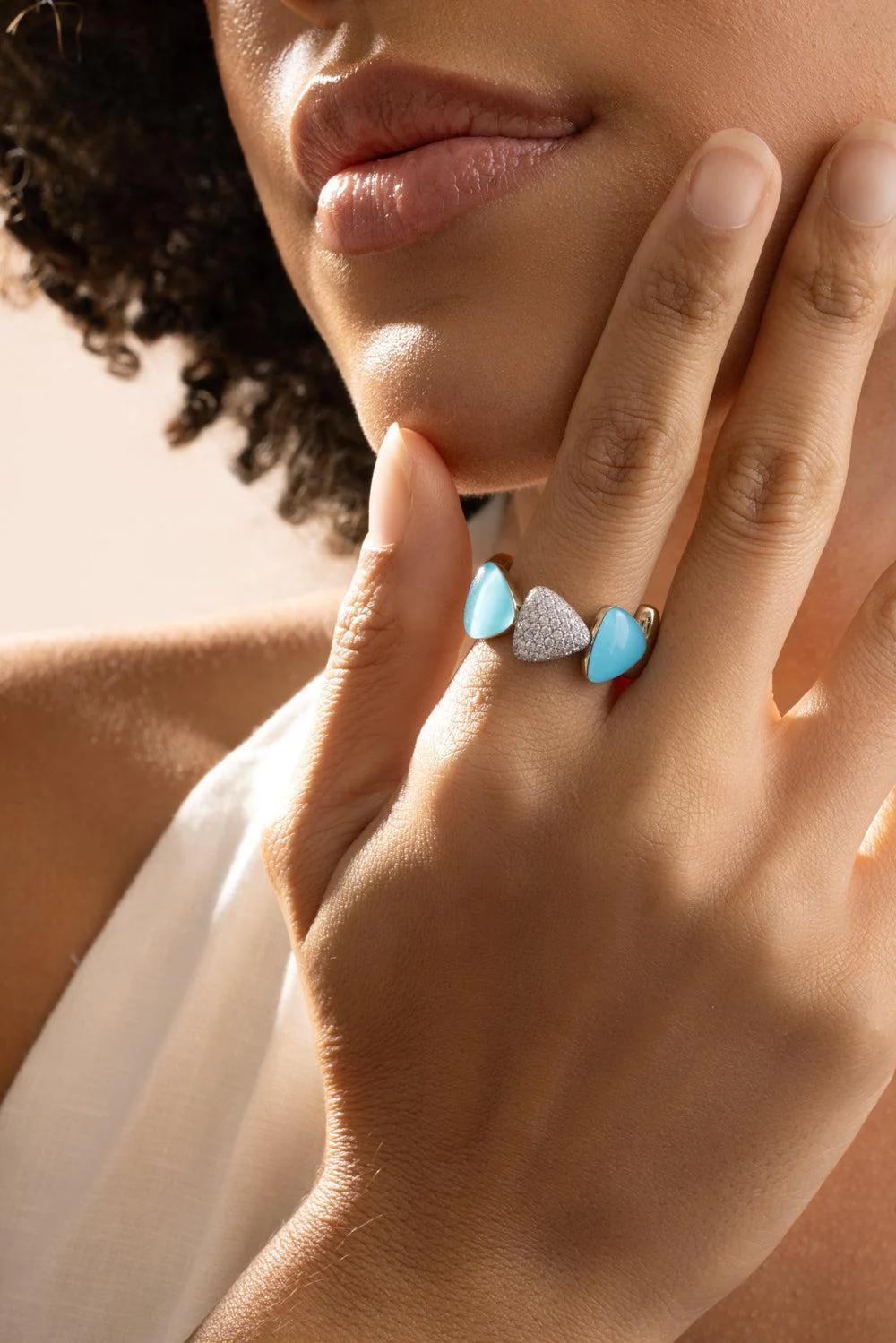 Turquoise Rock Crystal Freccia Ring - Image 4