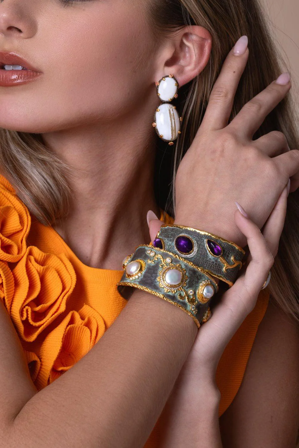 Amethyst Diamond Cuff Bracelet - Image 2