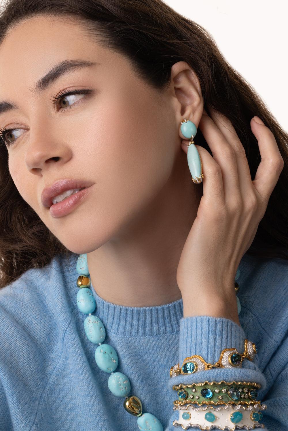 Armenia Turquoise Diamond Earirngs - Image 2