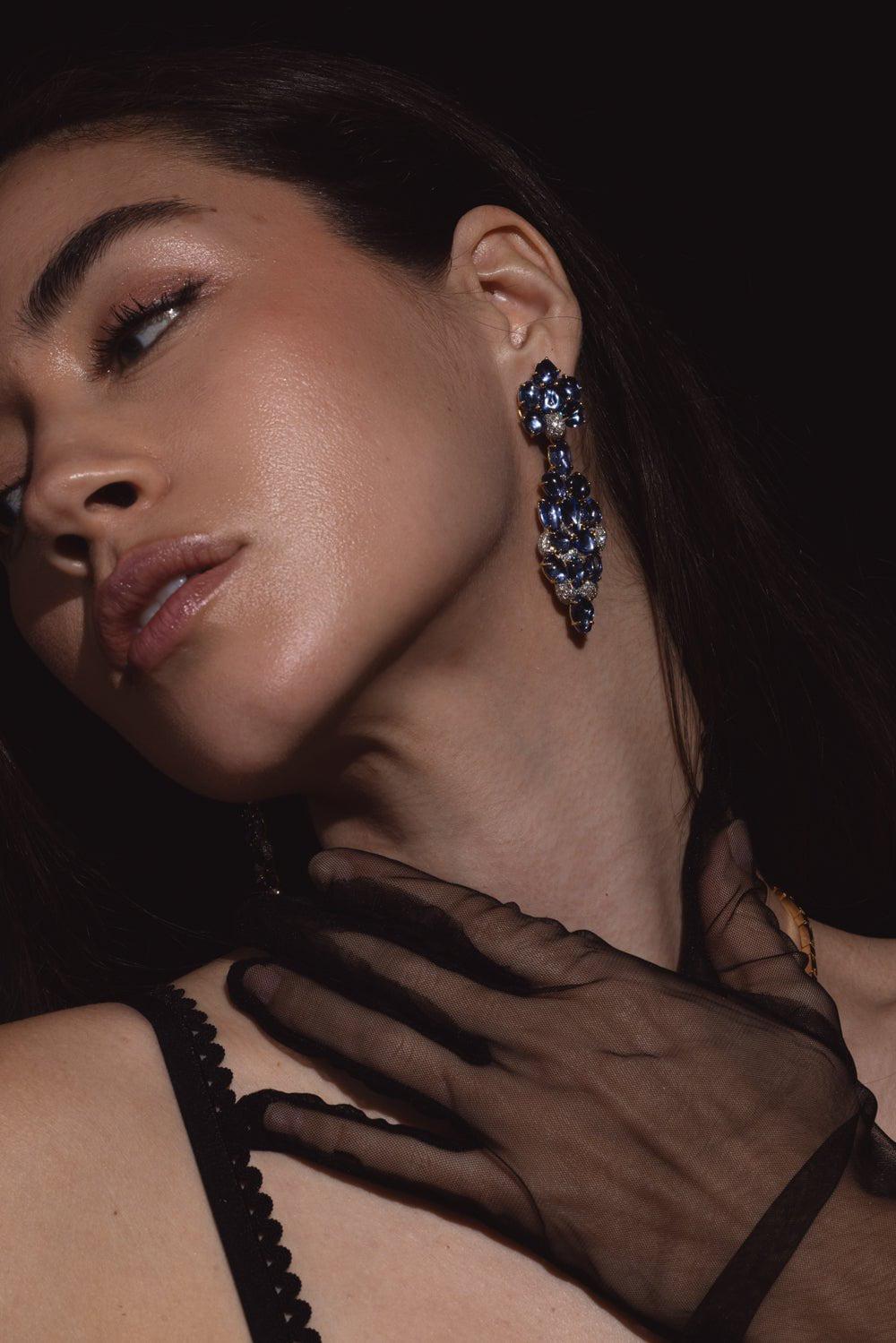 Blue Sapphire Drop Earrings - Image 2