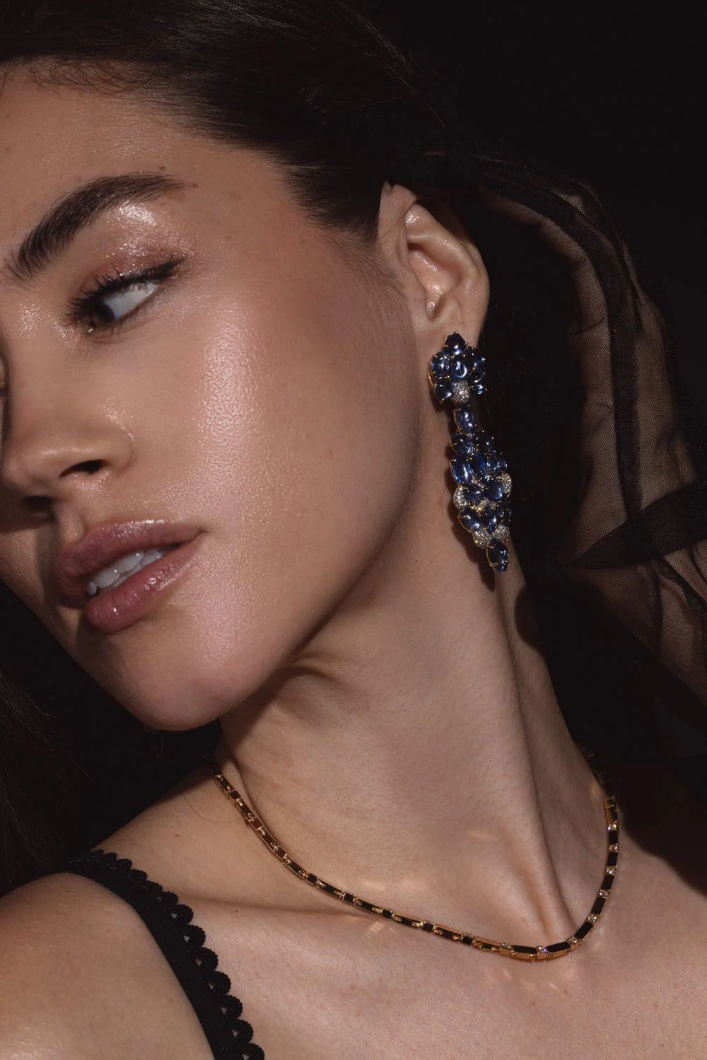 Blue Sapphire Drop Earrings - Image 3