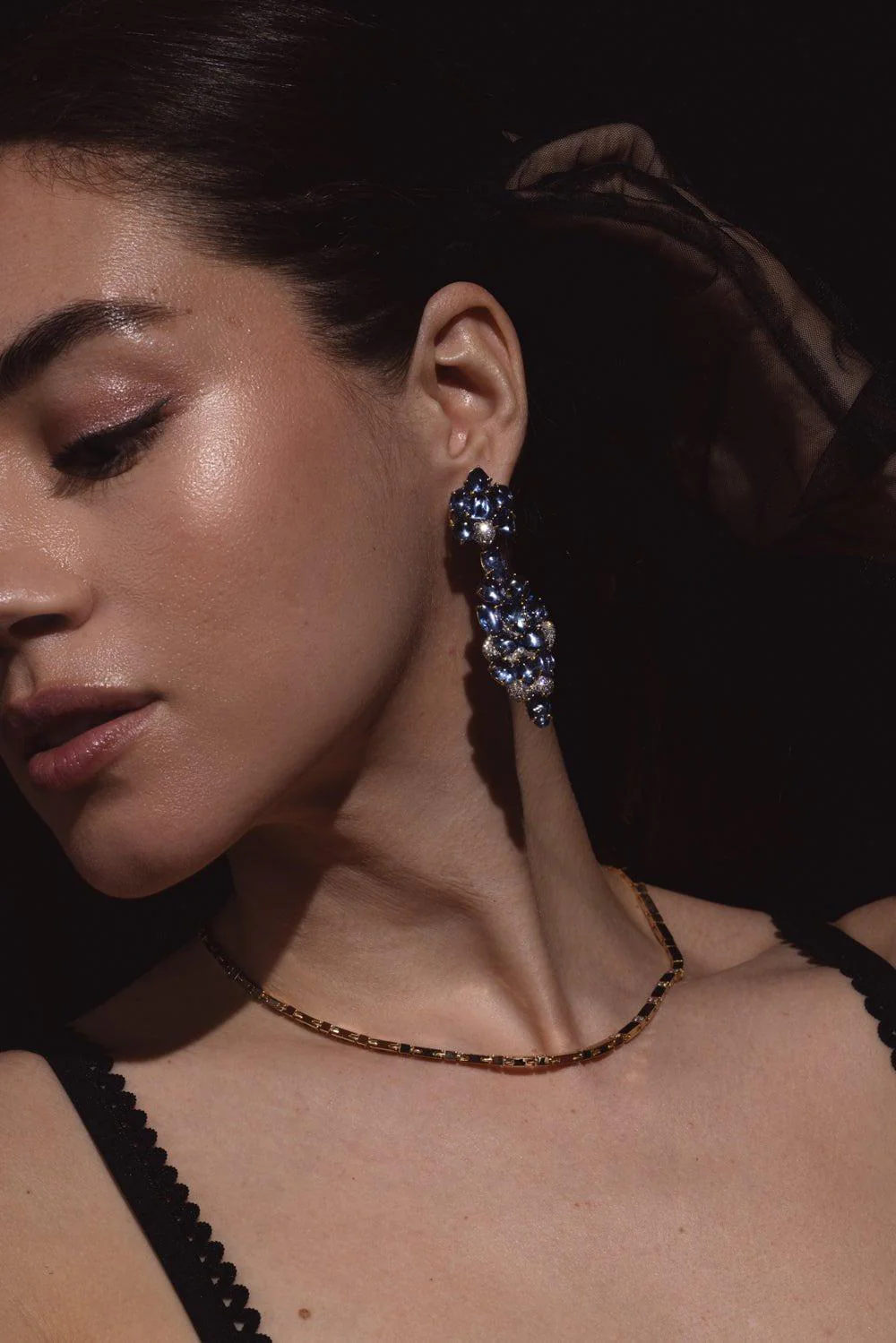 Blue Sapphire Drop Earrings - Image 4