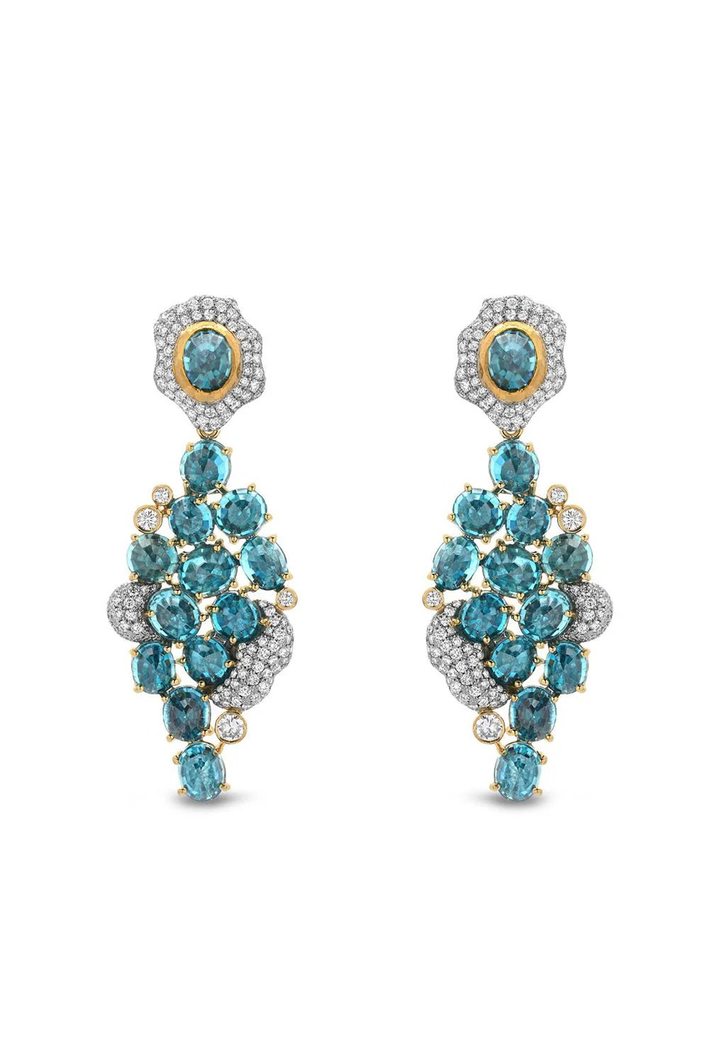 Blue Zircon Diamond Earrings