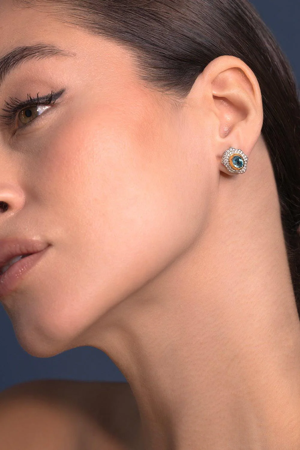 Blue Zircon Diamond Earrings - Image 3