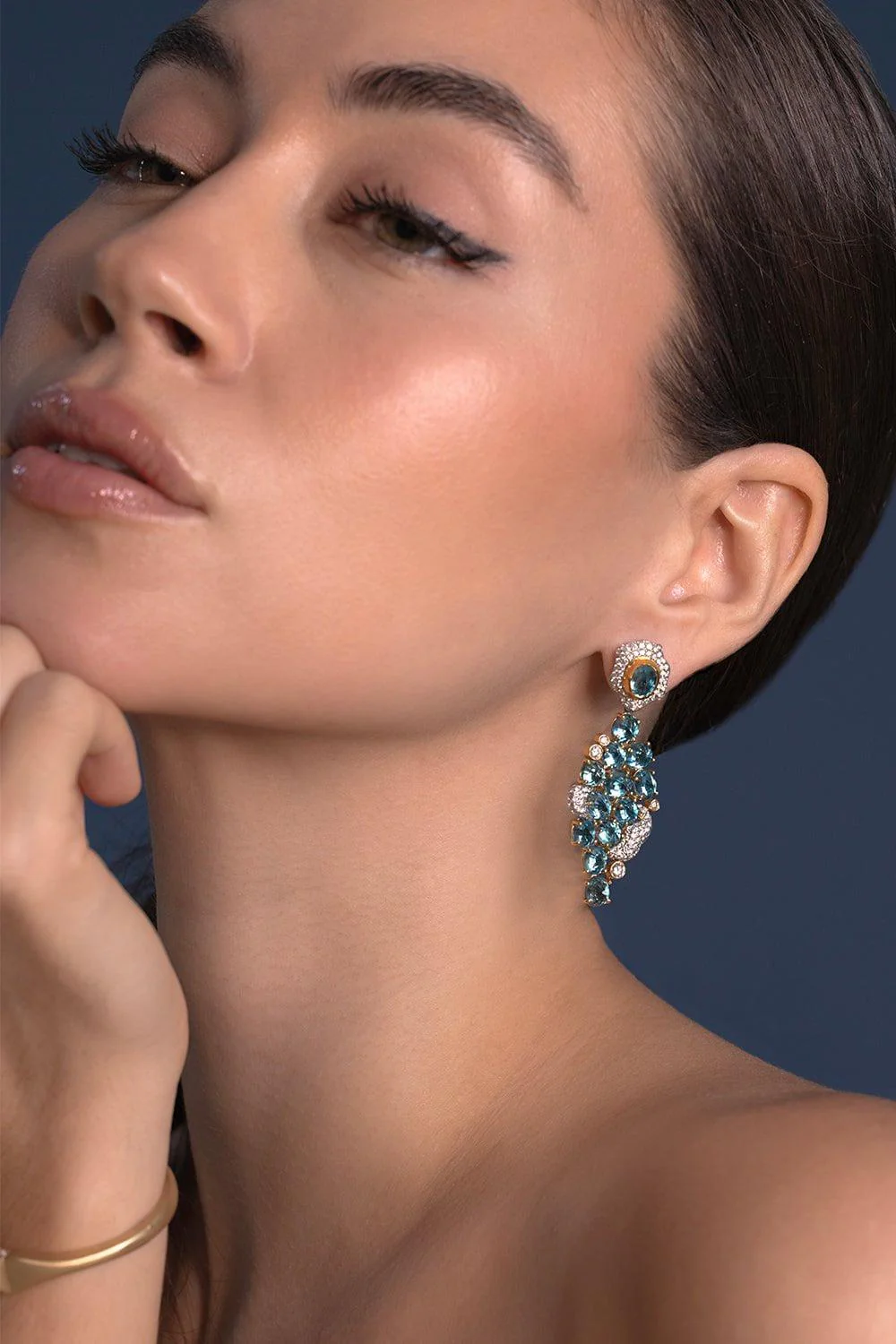 Blue Zircon Diamond Earrings - Image 4