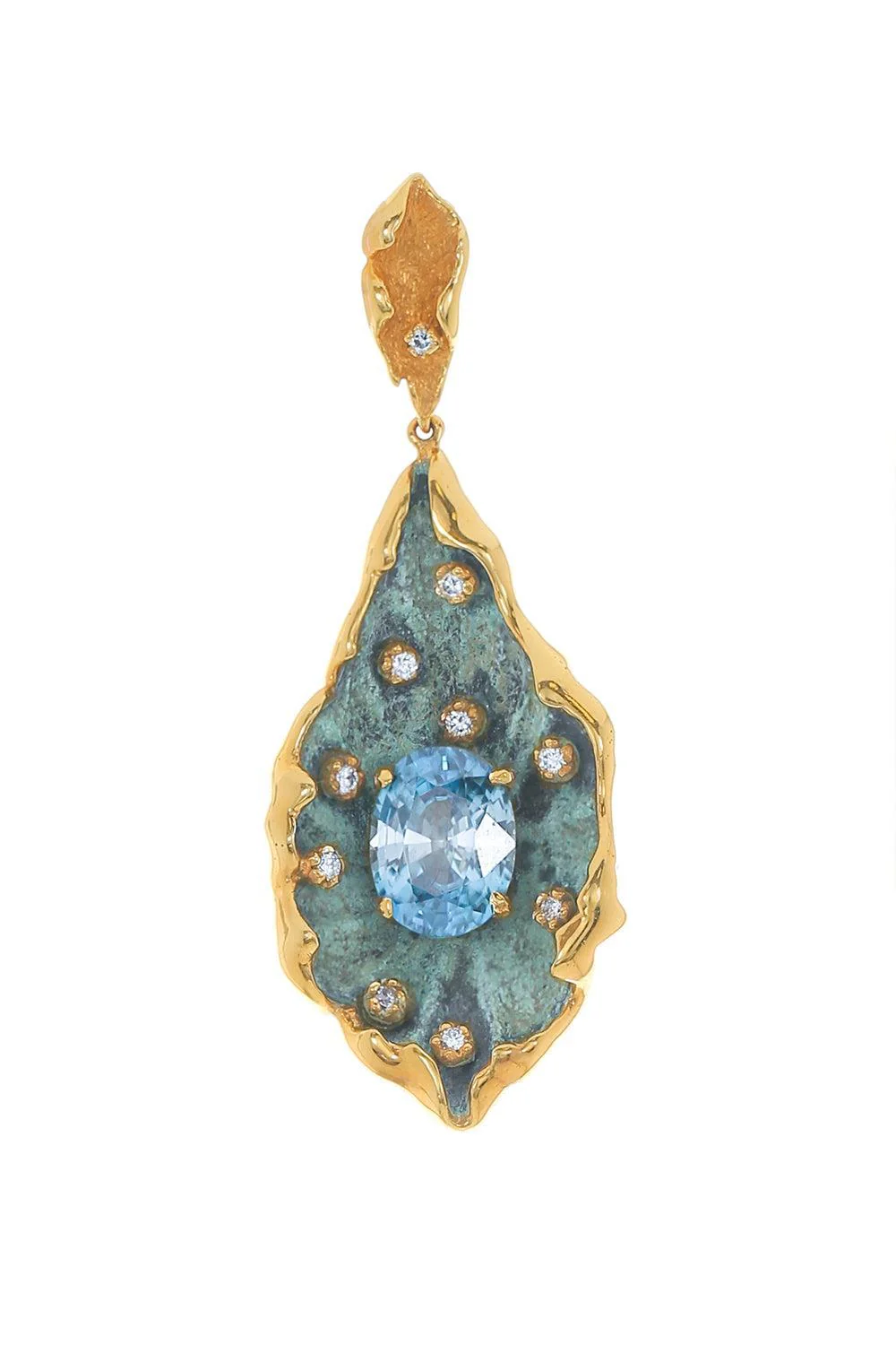 Blue Zircon Diamond Pendant