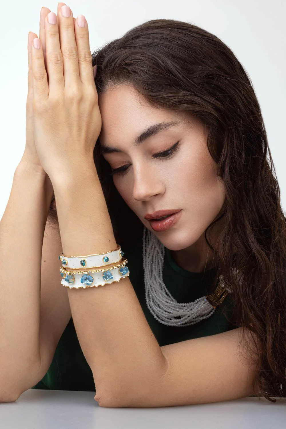 Blue Zircon Frosted Enamel Bracelet - Image 4