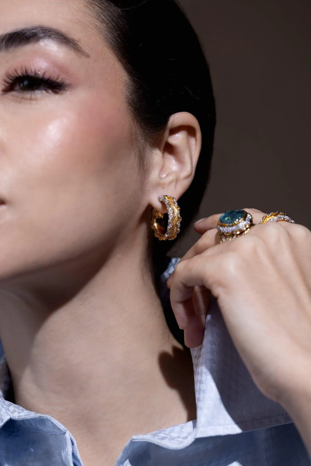 Diamond Edge Hoop Earrings - Image 3