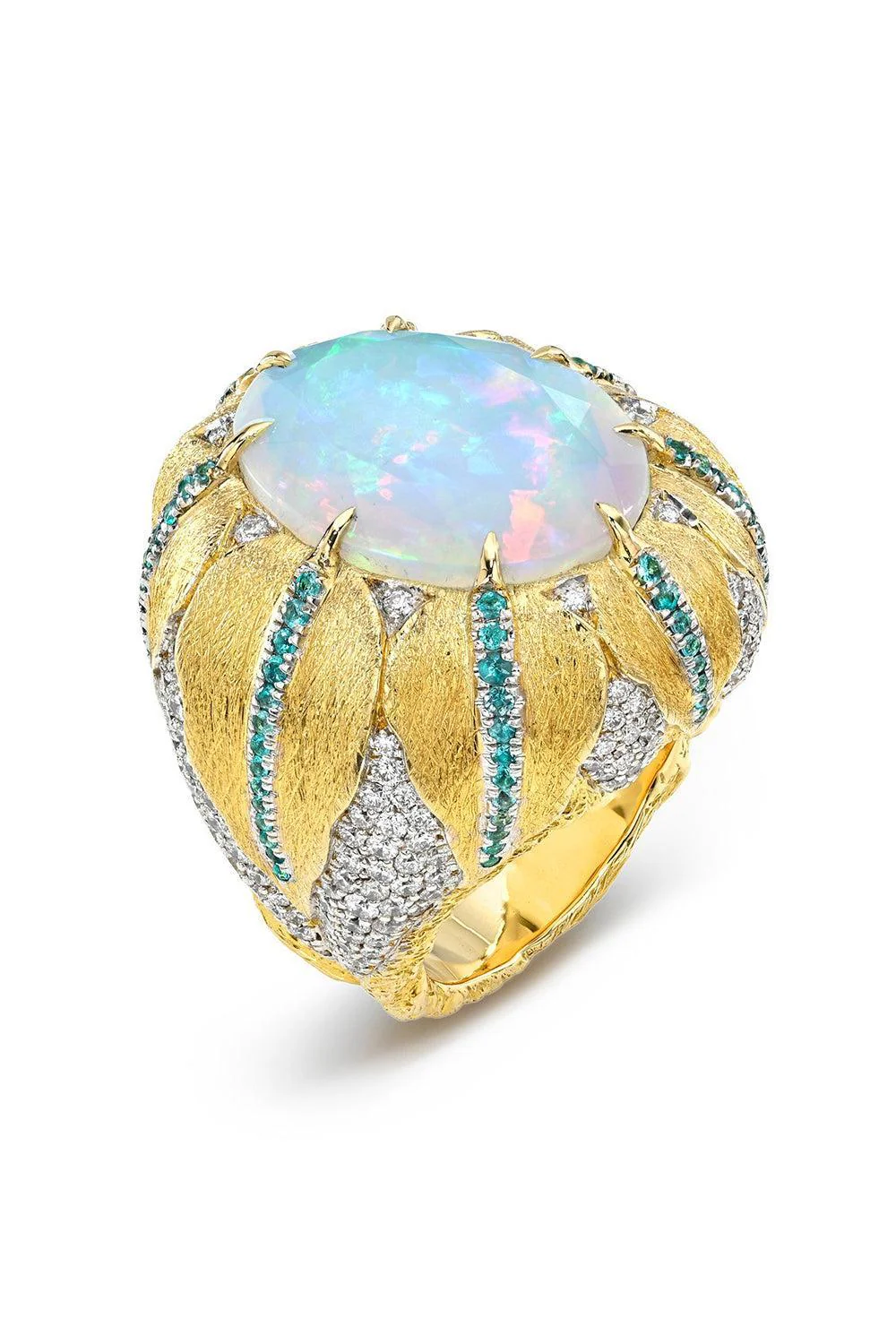 Ethiopian Opal Paraiba Diamond Ring