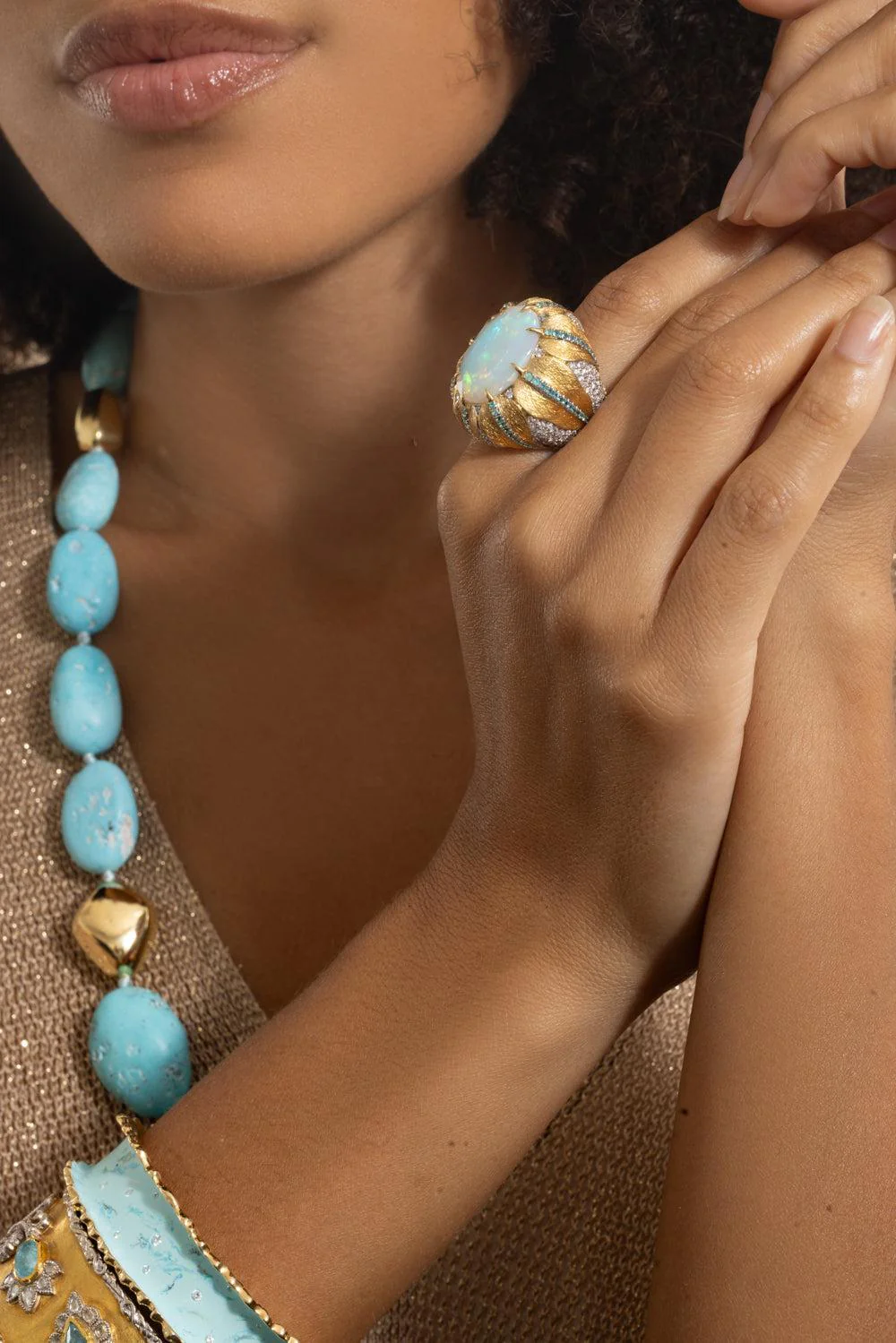 Ethiopian Opal Paraiba Diamond Ring - Image 2