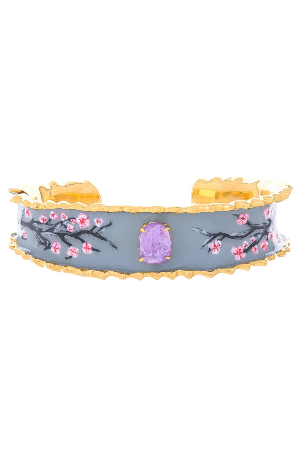 Floral Pink Sapphire Cuff Bracelet