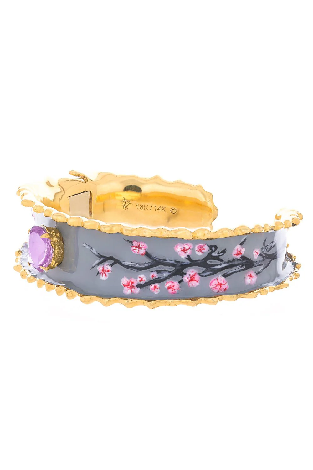 Floral Pink Sapphire Cuff Bracelet - Image 5