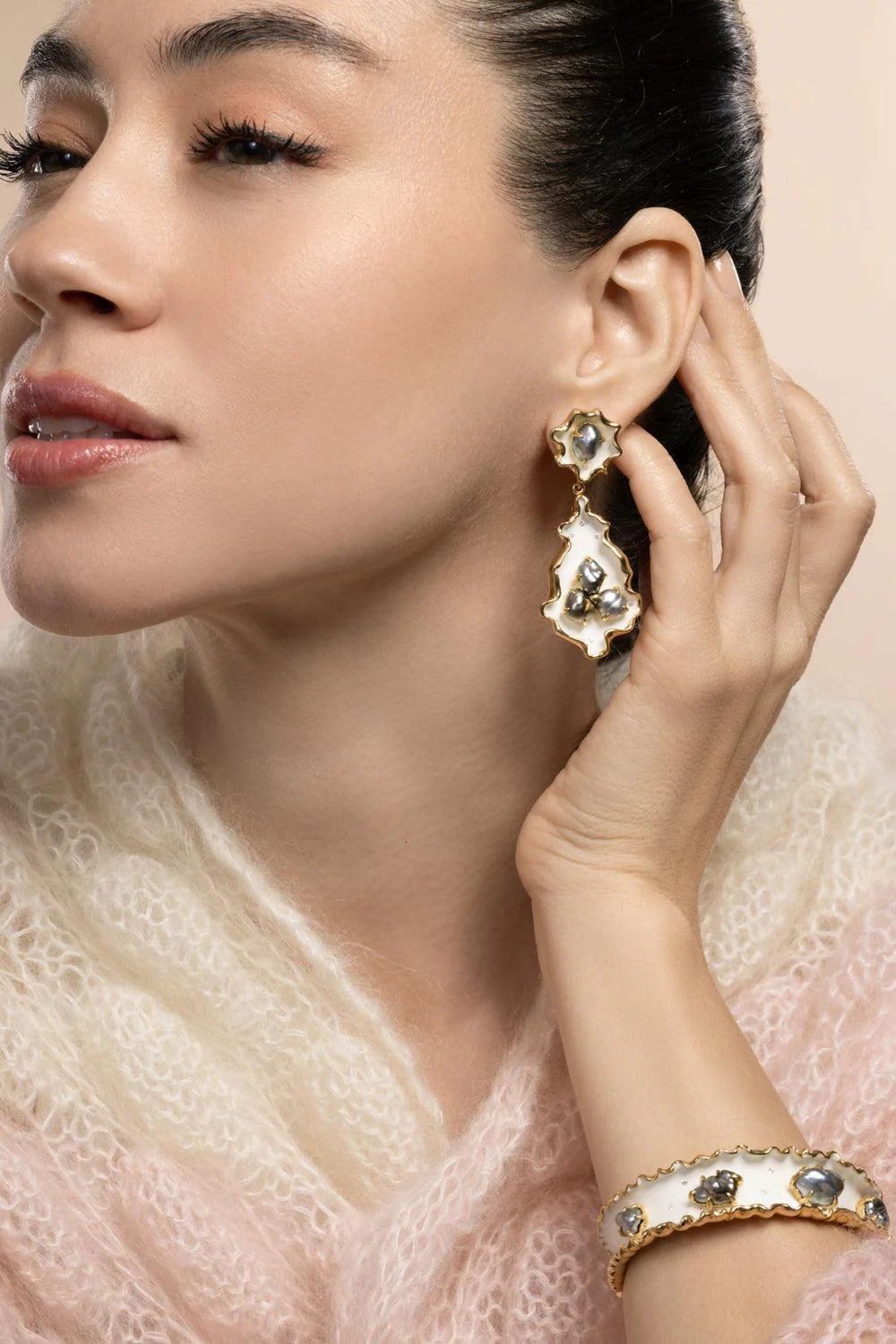 Keshi Pearl White Drop Earrings - Image 2