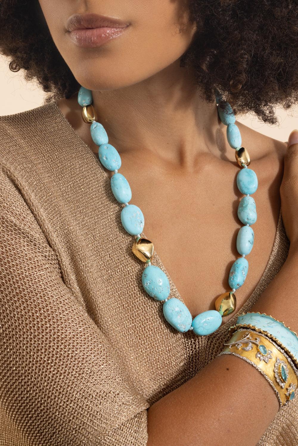 Kingman Turquoise Large Beaded Necklace - Image 2