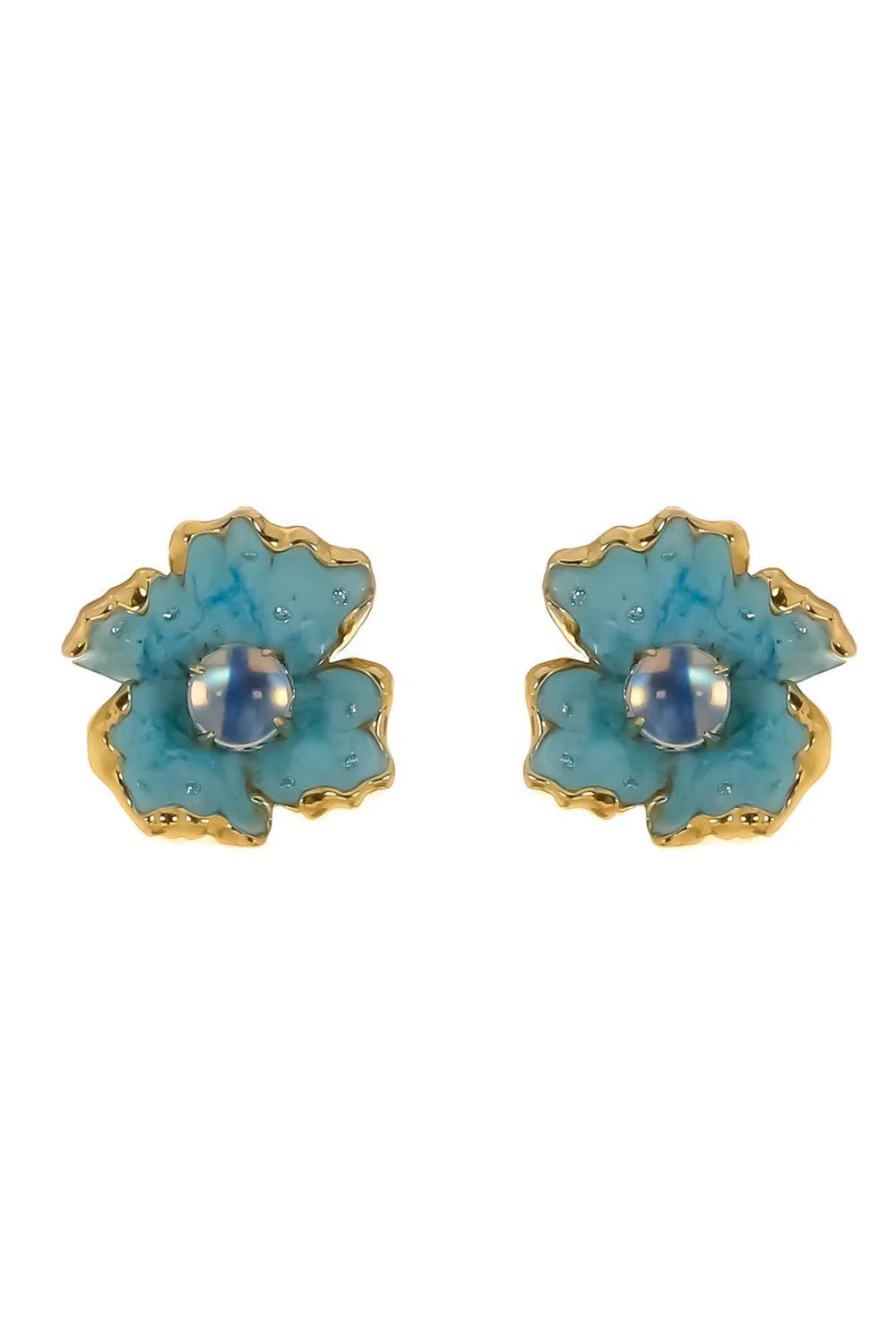 Moonstone Blue Flower Earrings