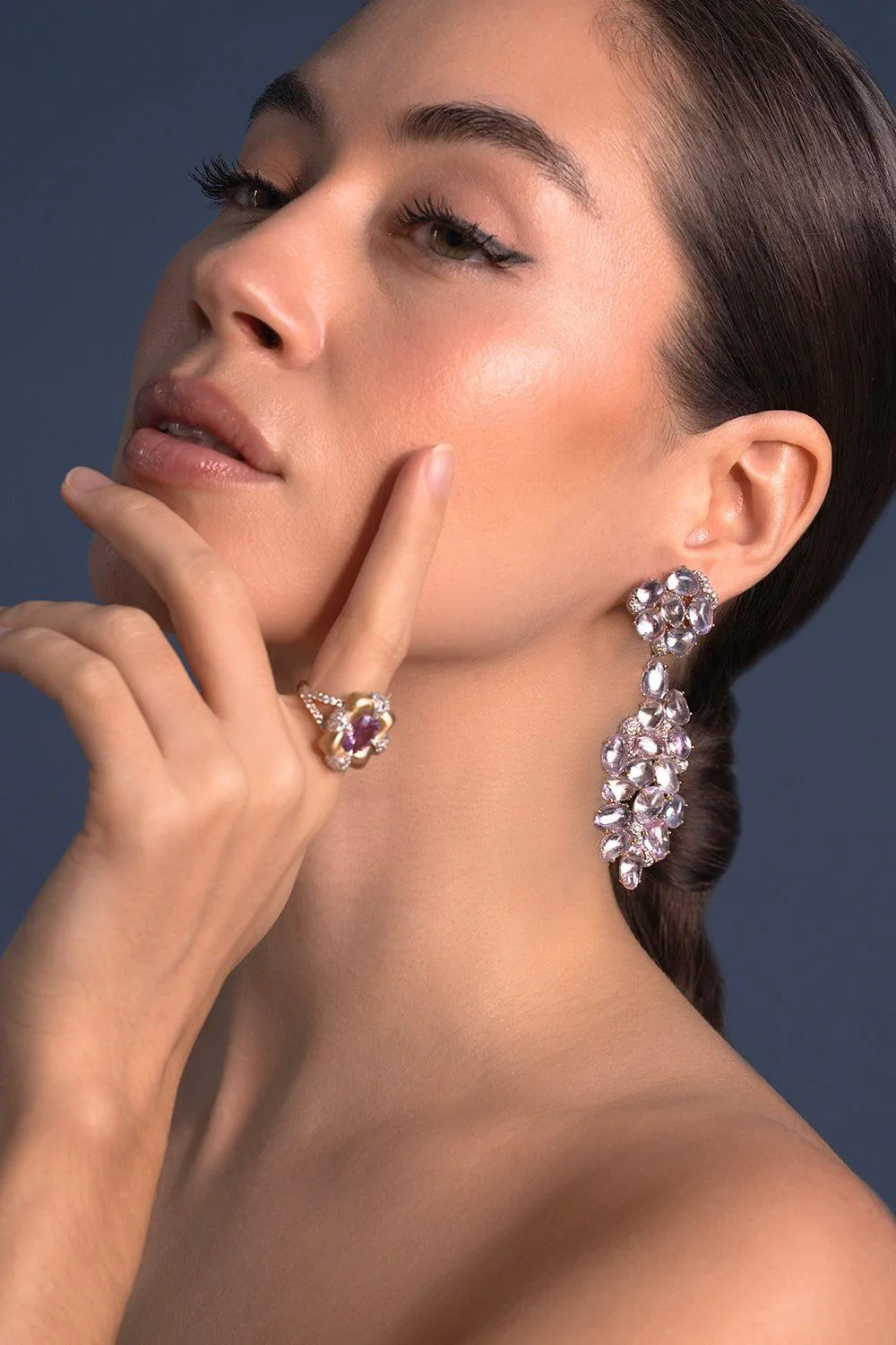 Pink Sapphire Diamond Earrings - Image 2