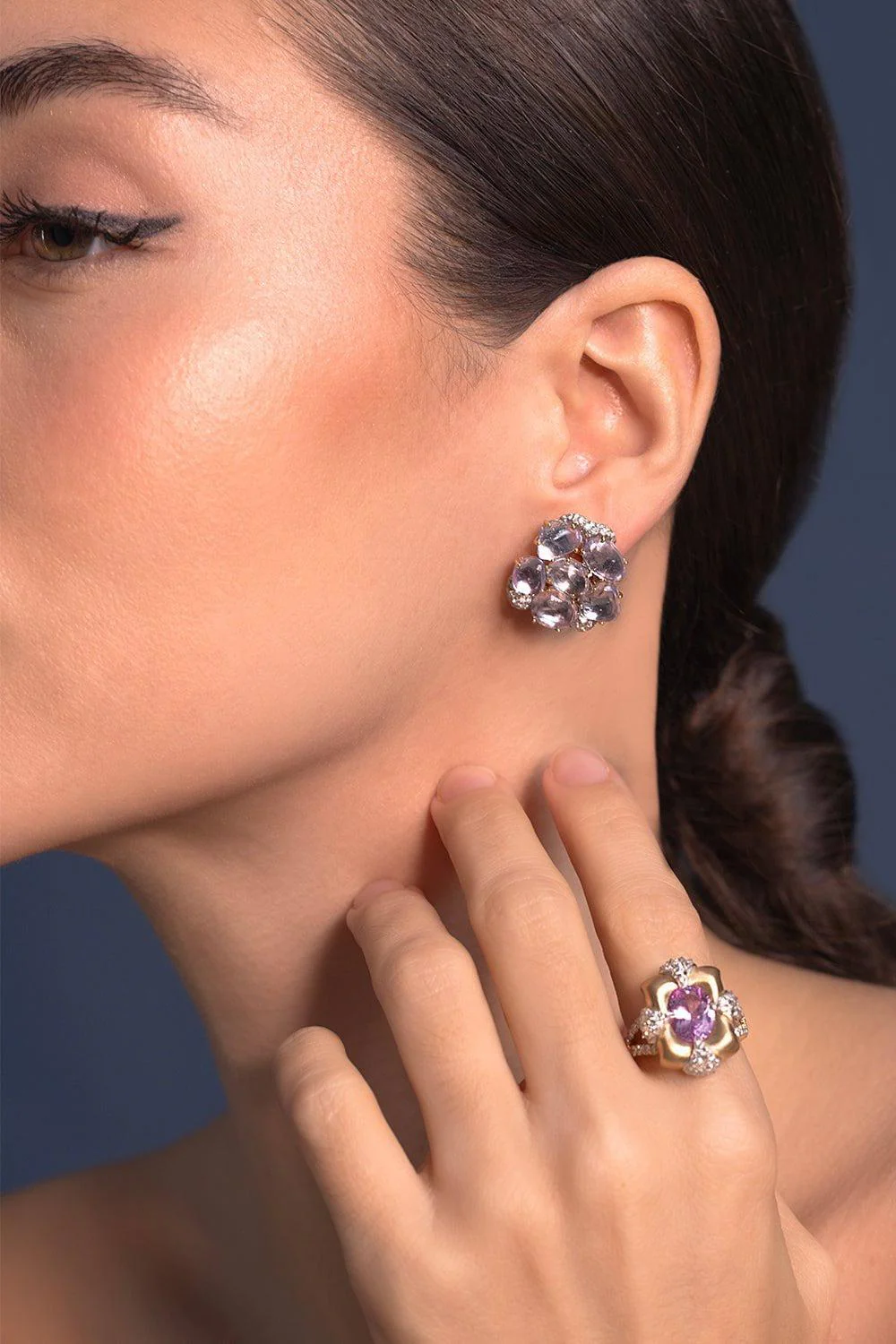 Pink Sapphire Diamond Earrings - Image 3