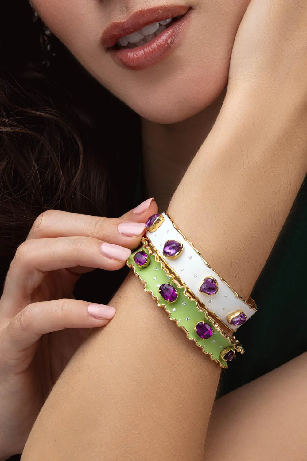 Purple Garnet Gua Ruffle Bracelet - Image 4