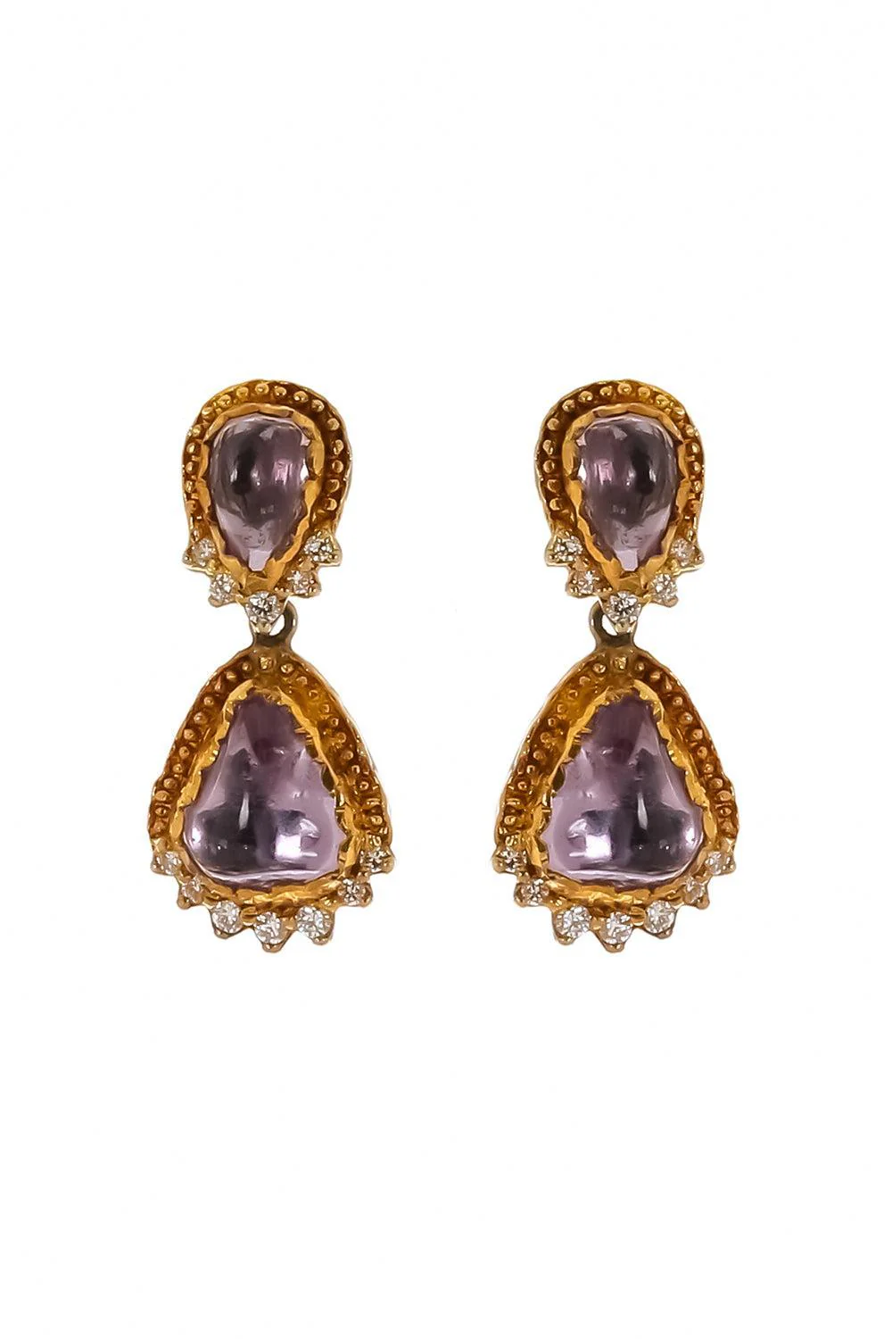 Purple Sapphire Diamond Drop Earrings