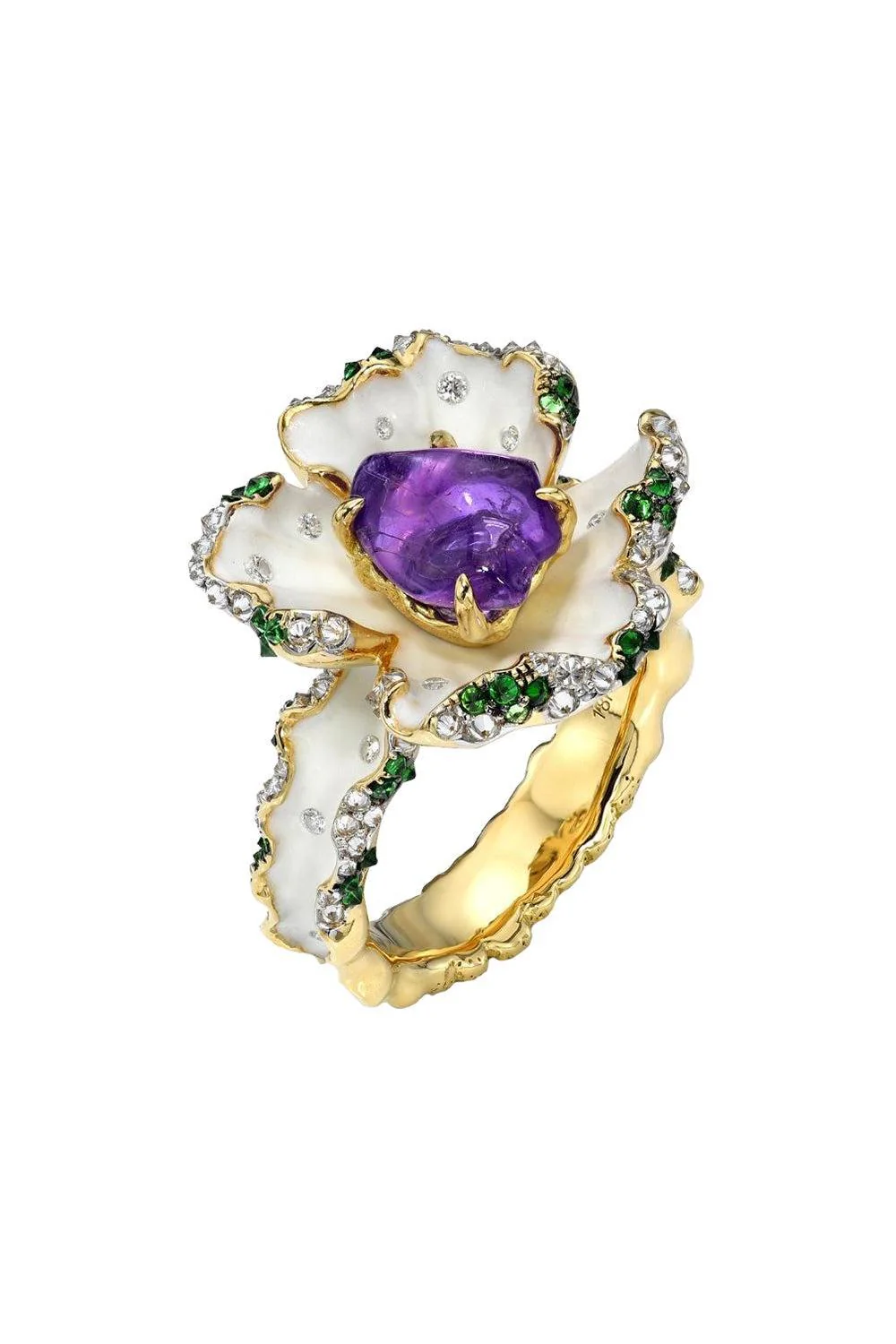 Purple Sapphire Flower Ring