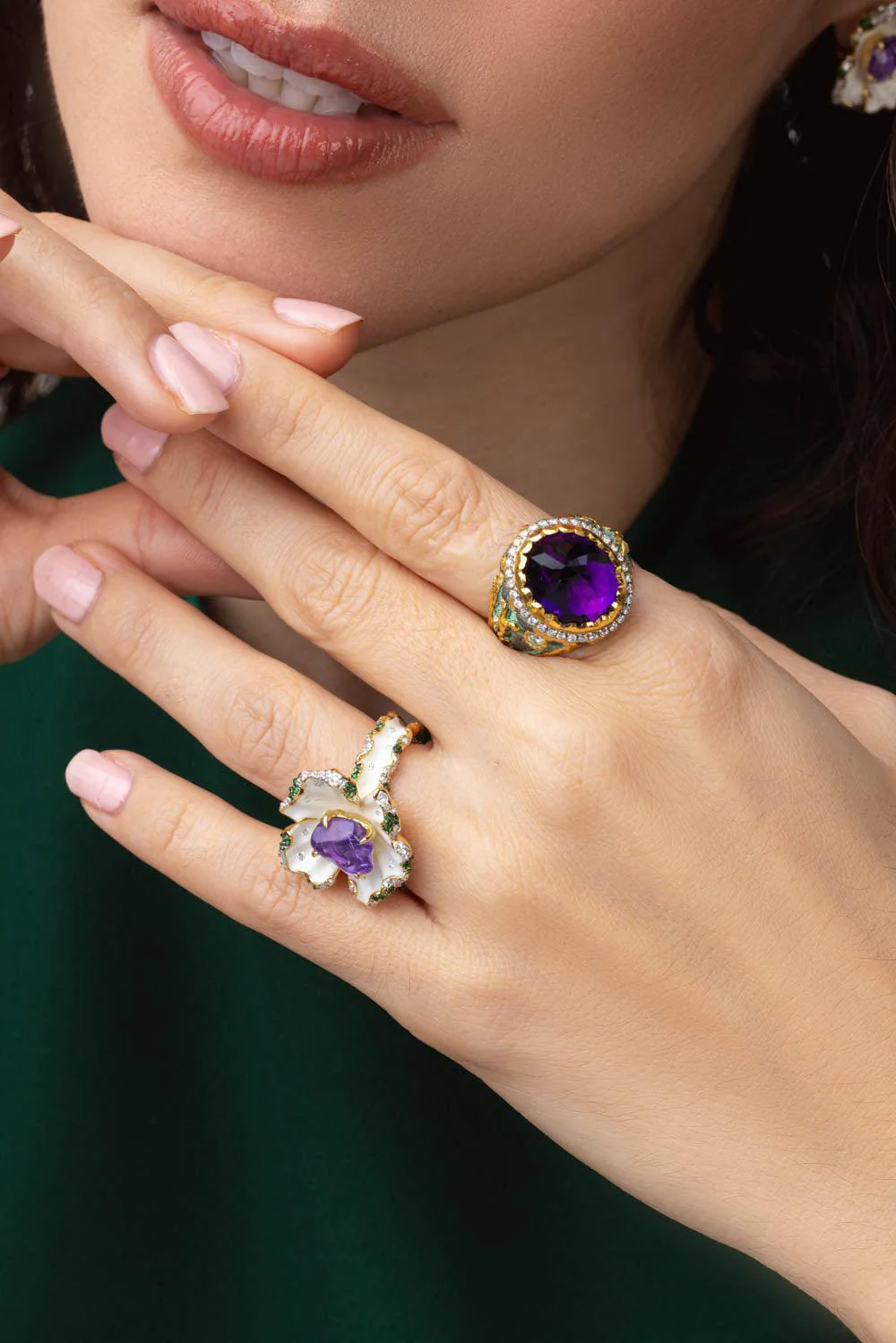 Purple Sapphire Flower Ring - Image 3