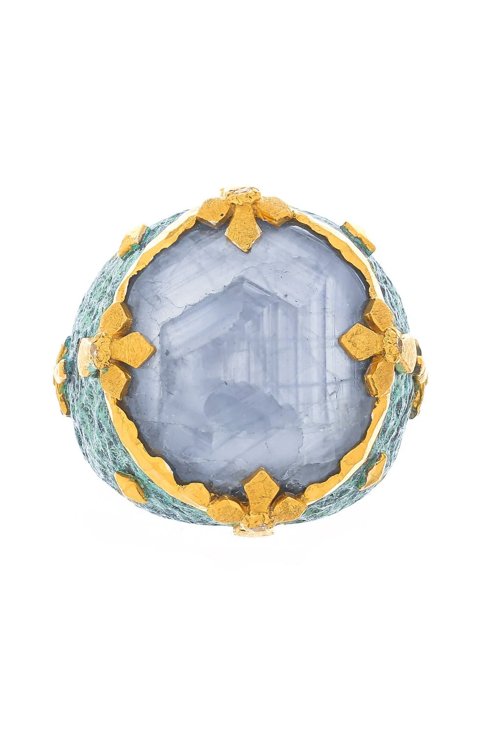 Silver Sapphire Diamond Ring